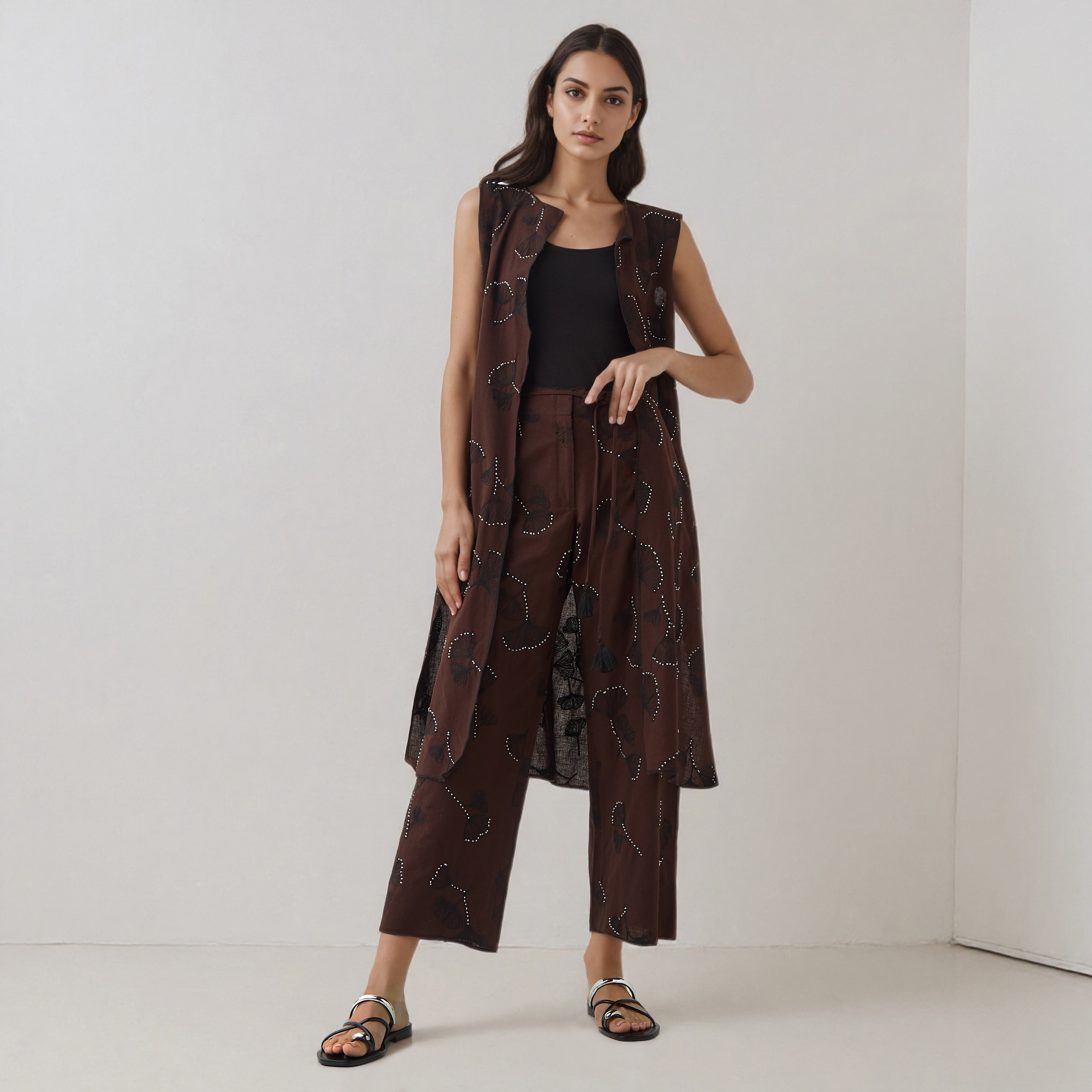 Drawstring Waist Embroidered Pants-women-clothing-bottoms-trousers-image-2
