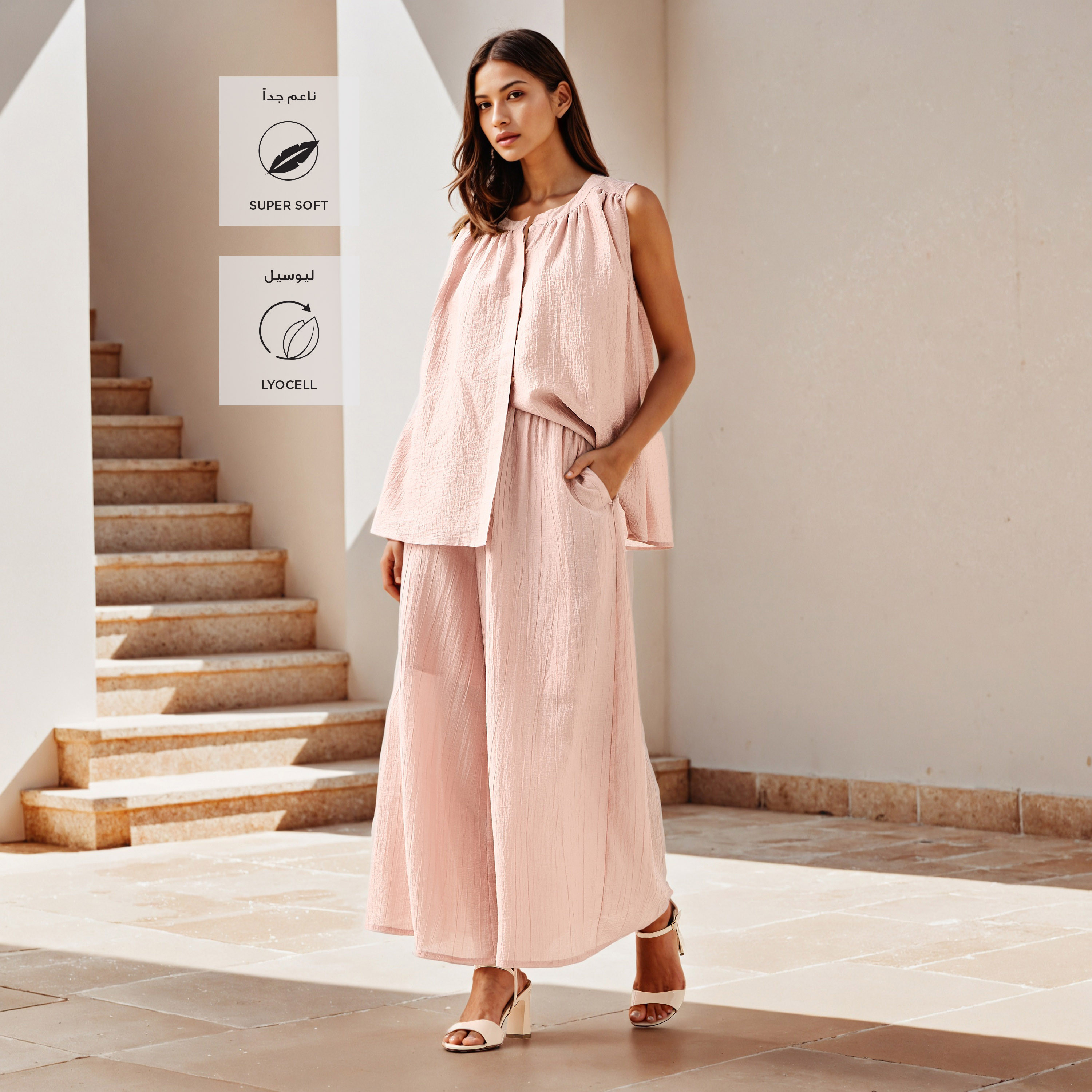 Relaxed Fit Half-Elastic Waist Textured Palazzo Pants-women-clothing-bottoms-trousers-image-2