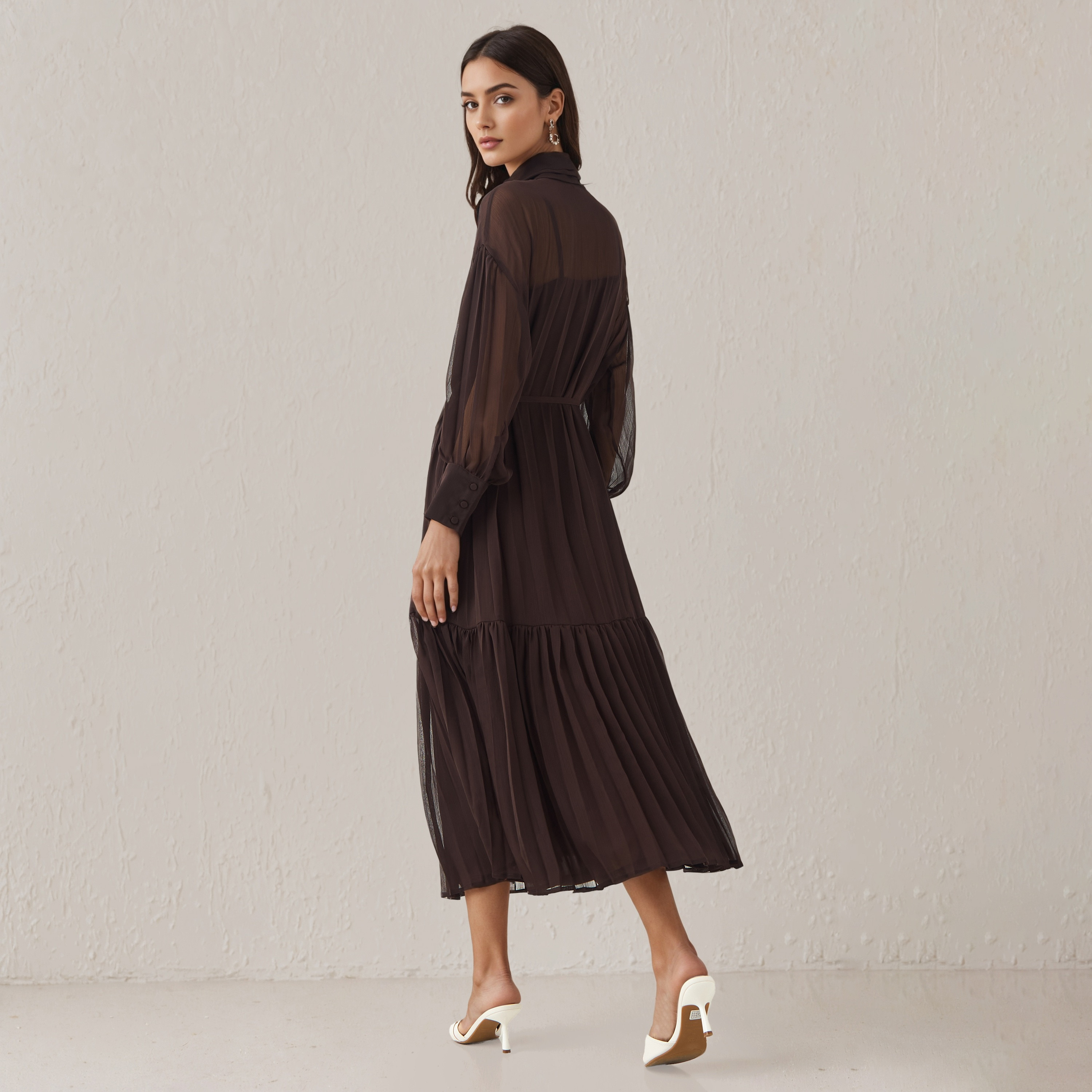 Pleated Shirt Dress with Tie-Up Belt-women-clothing-dresses-image-3
