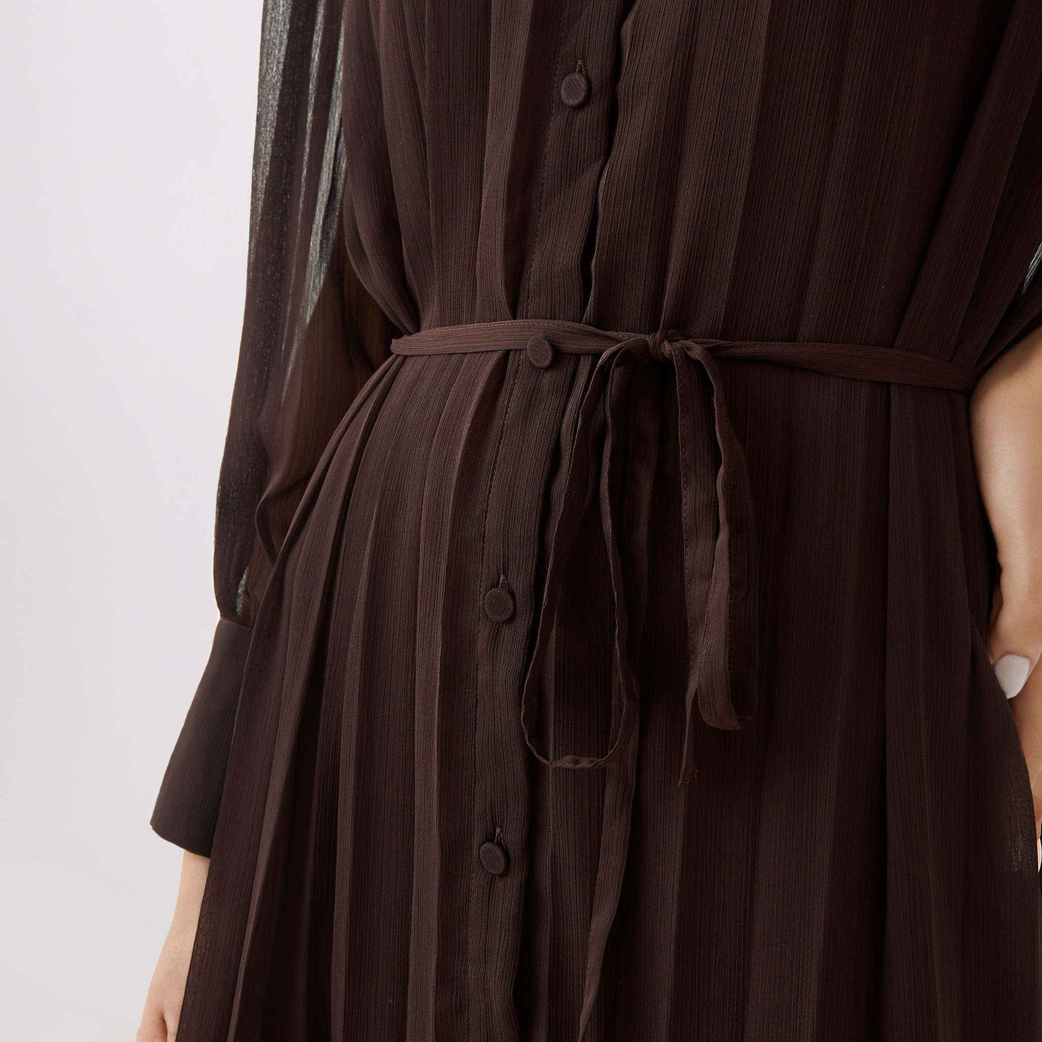 Pleated Shirt Dress with Tie-Up Belt-women-clothing-dresses-image-4