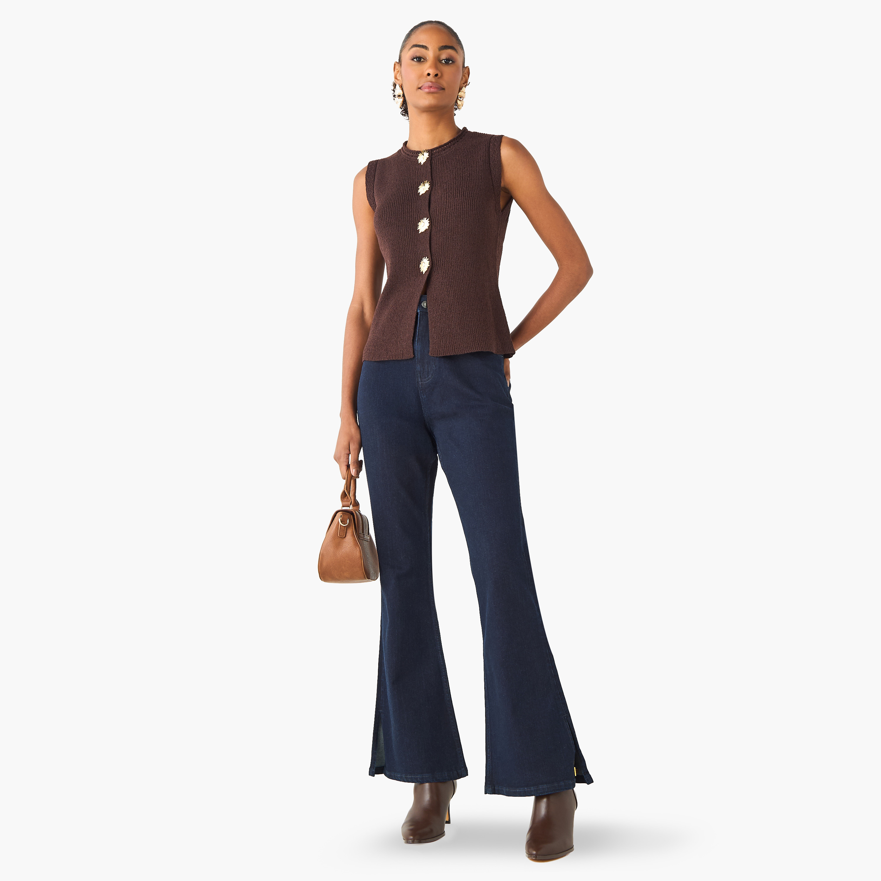 Sleeveless Cardigan with Button Accent-women-winterwear-cardigansandjumpers-cardigans-image-2