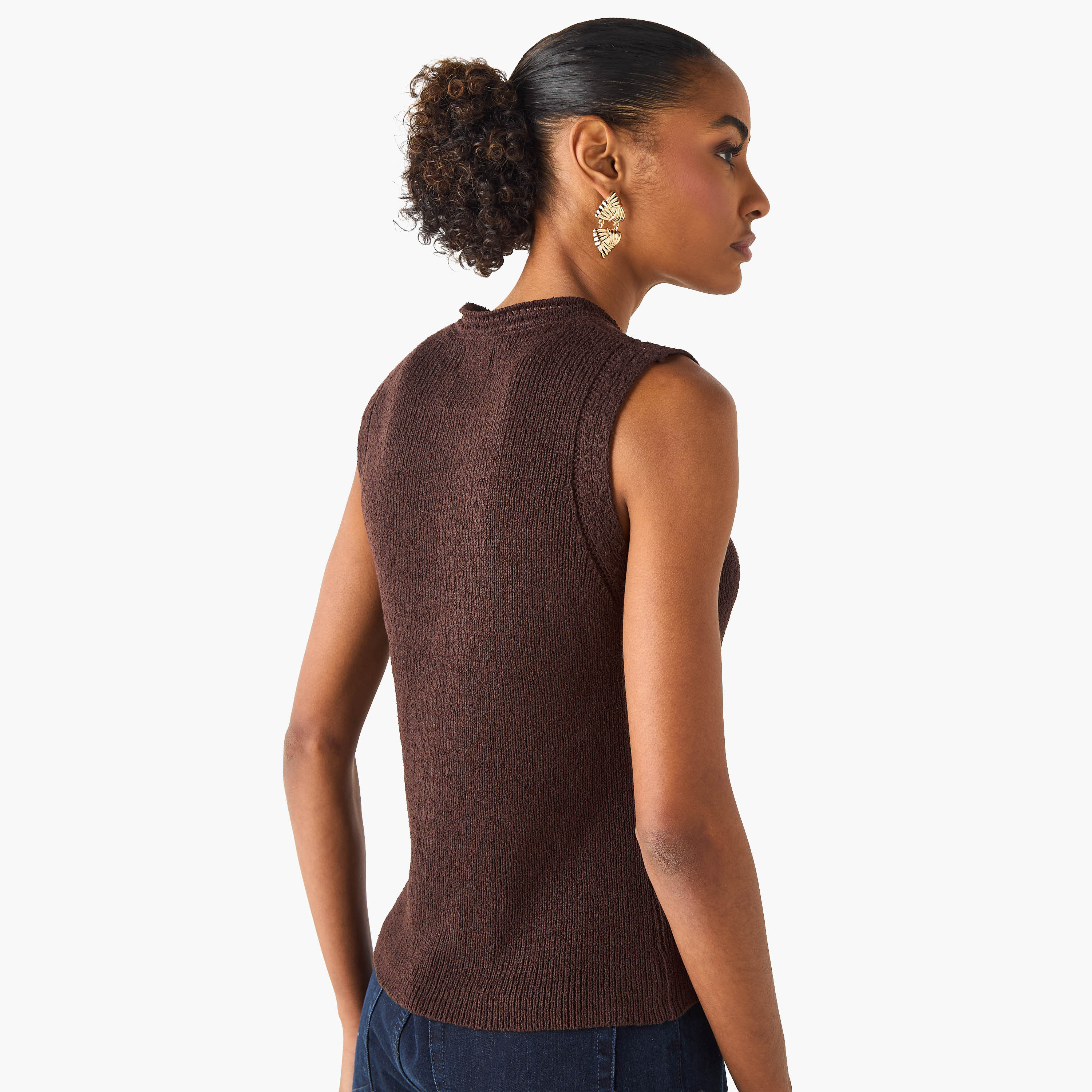 Sleeveless Cardigan with Button Accent-women-winterwear-cardigansandjumpers-cardigans-image-4
