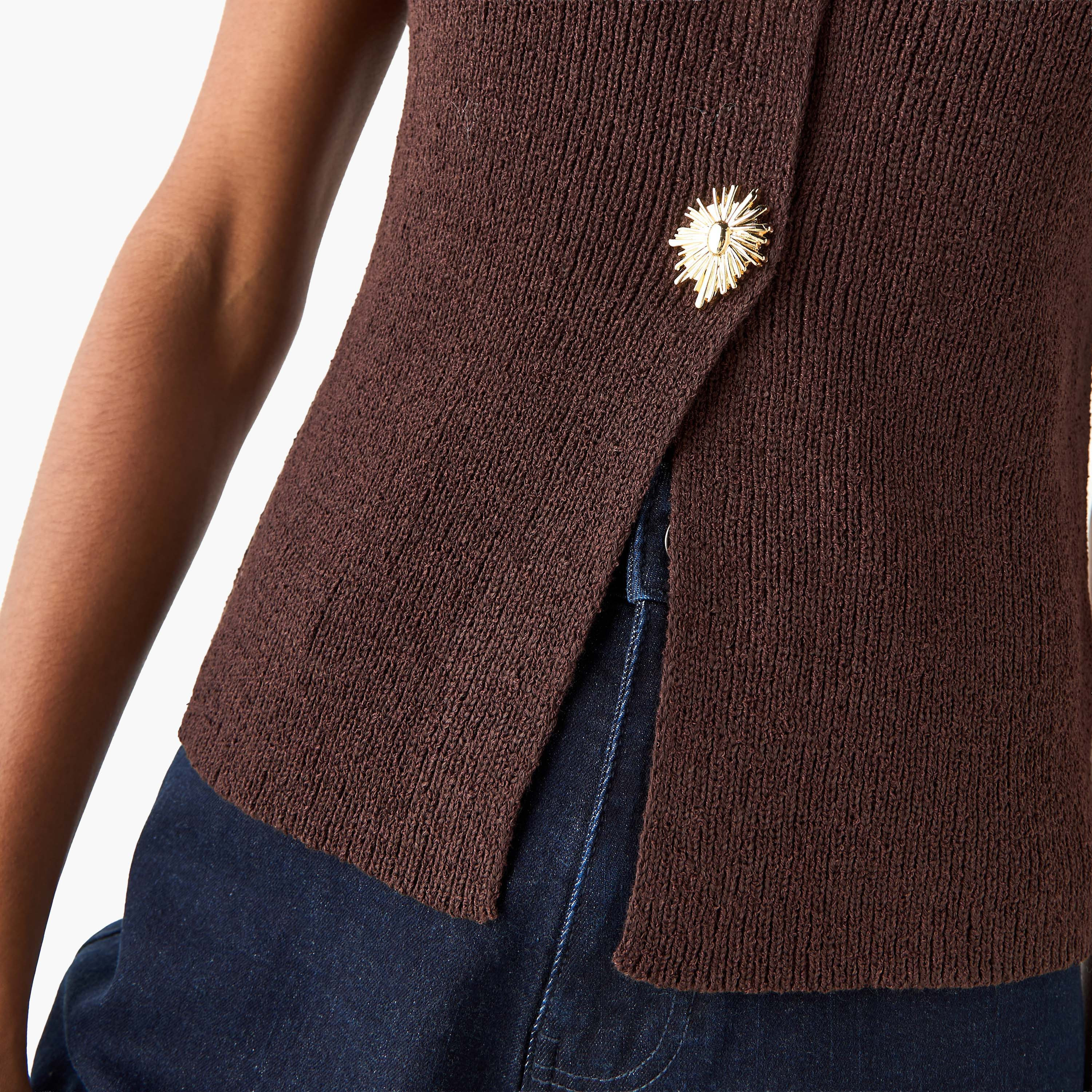 Sleeveless Cardigan with Button Accent-women-winterwear-cardigansandjumpers-cardigans-image-5