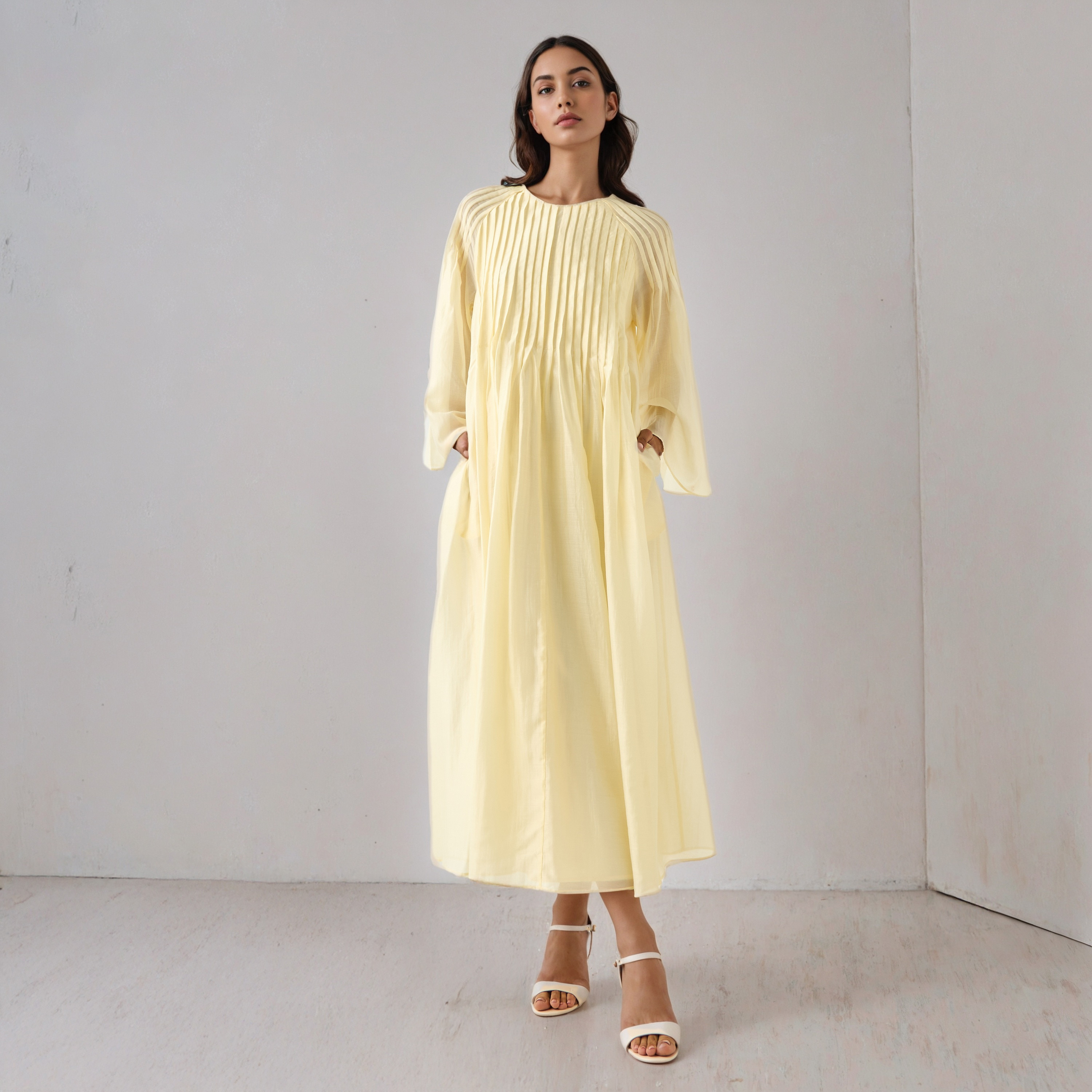 Pintuck Maxi Dress with Pocket-women-clothing-dresses-image-1