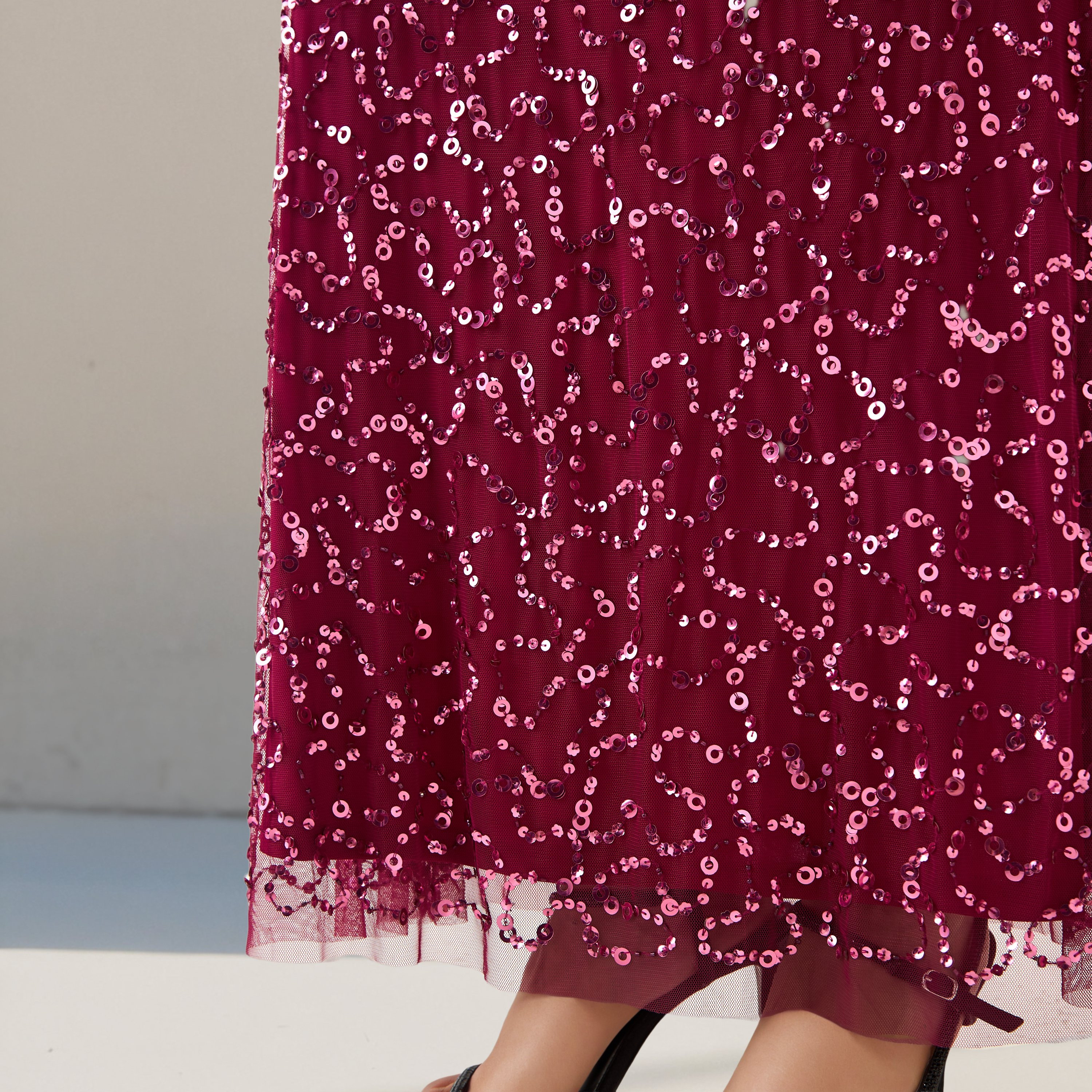 Sequin Embellished Party Dress with One Shoulder-women-clothing-dresses-image-4