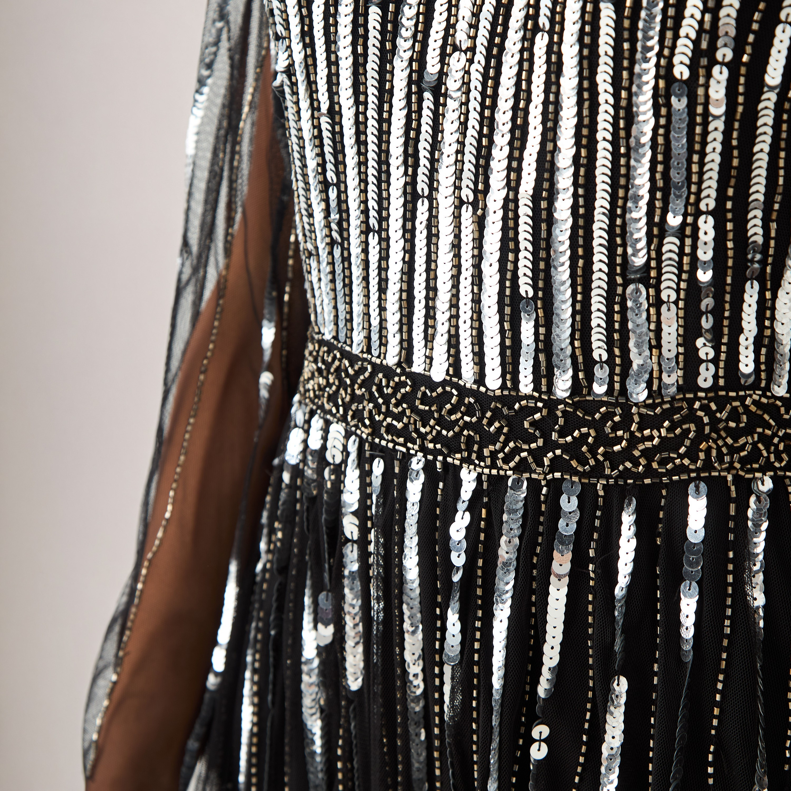 Sequin Embellished Fit and Flare Party Dress with V-neck-women-clothing-dresses-image-5