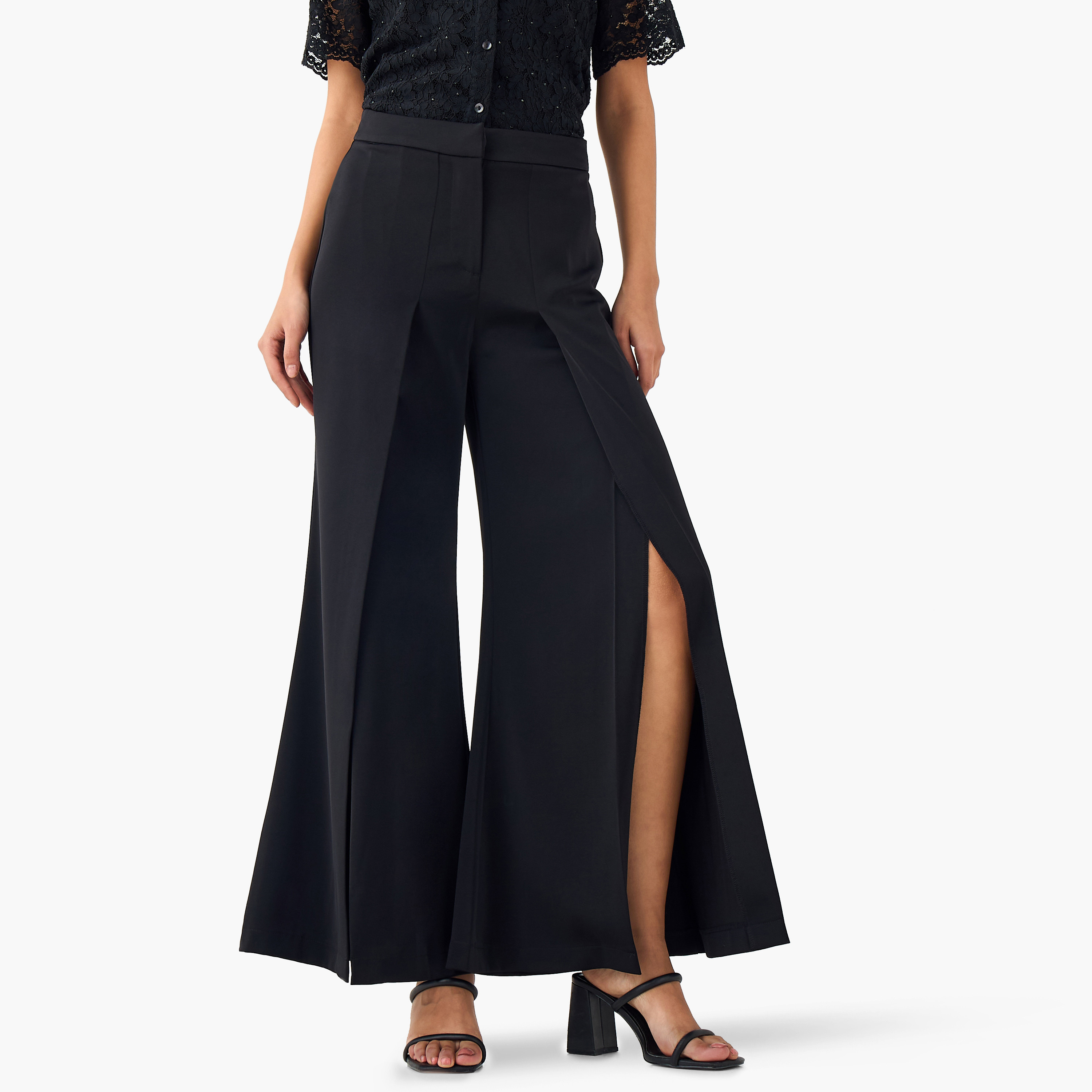 Relaxed Fit Trousers with Slit Detail-women-clothing-bottoms-trousers-image-1