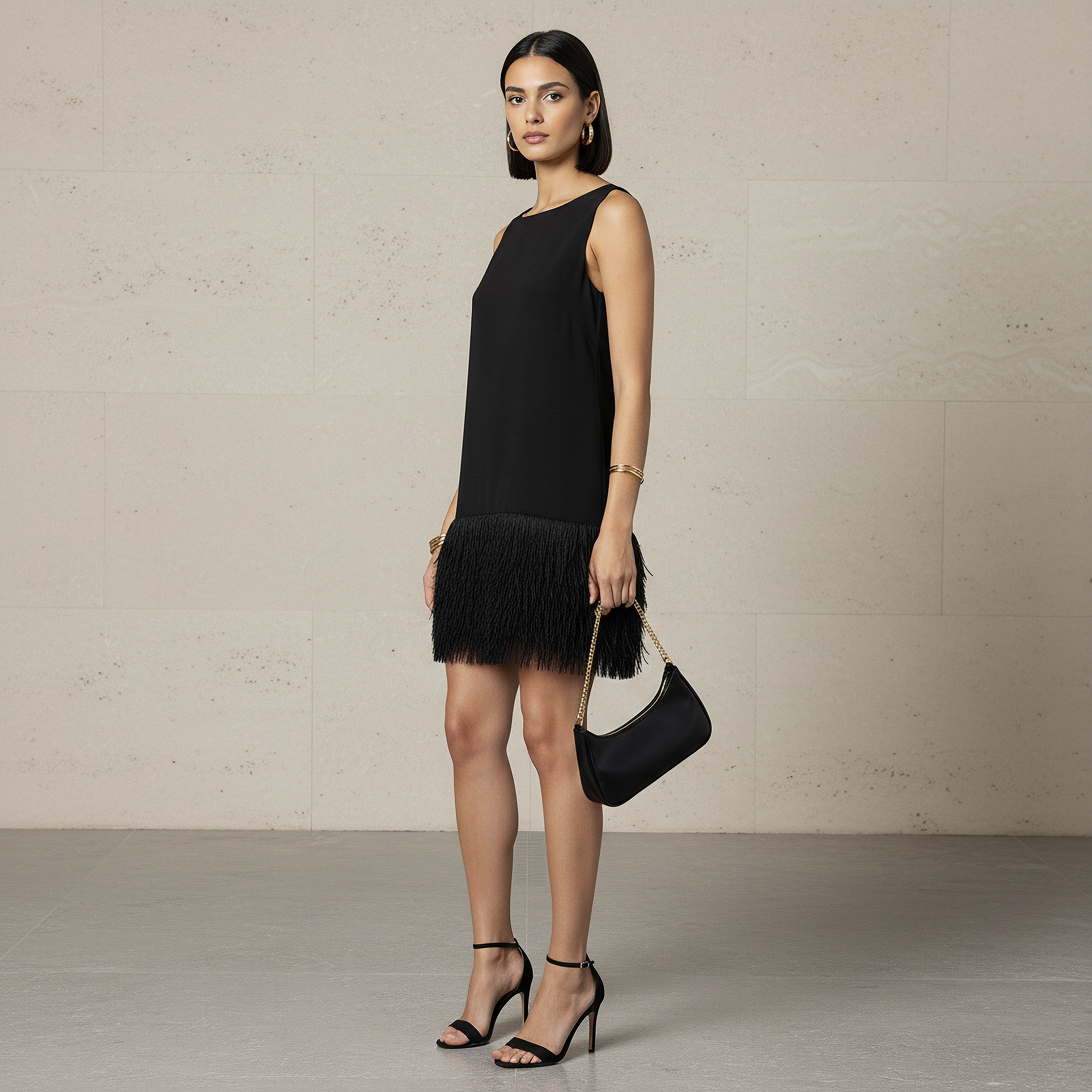 Sleeveless Evening Dress with Fringe Hemline-women-clothing-dresses-image-2