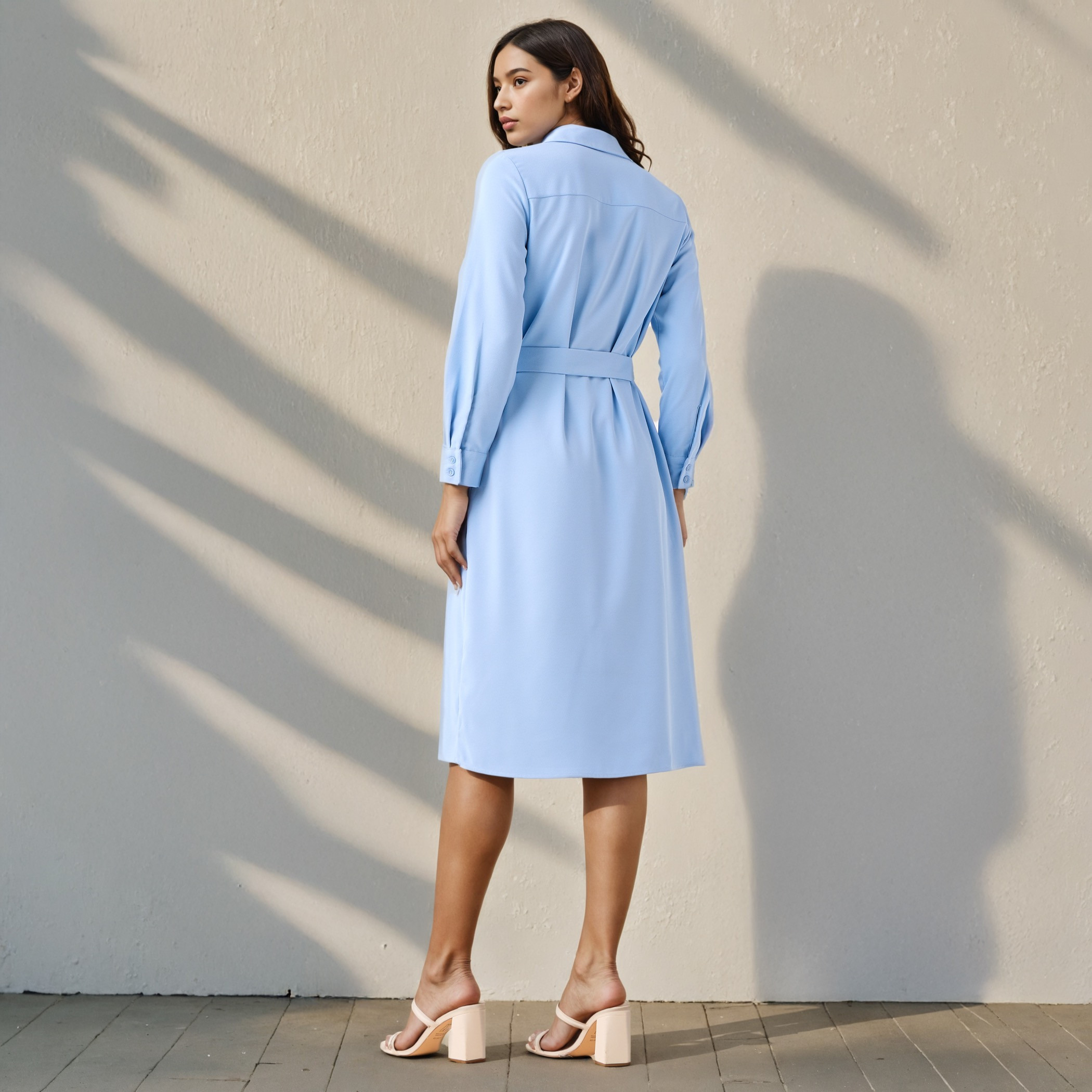 Shirt Dress with Tie-Up Belt and Chest Pockets-women-clothing-dresses-image-3