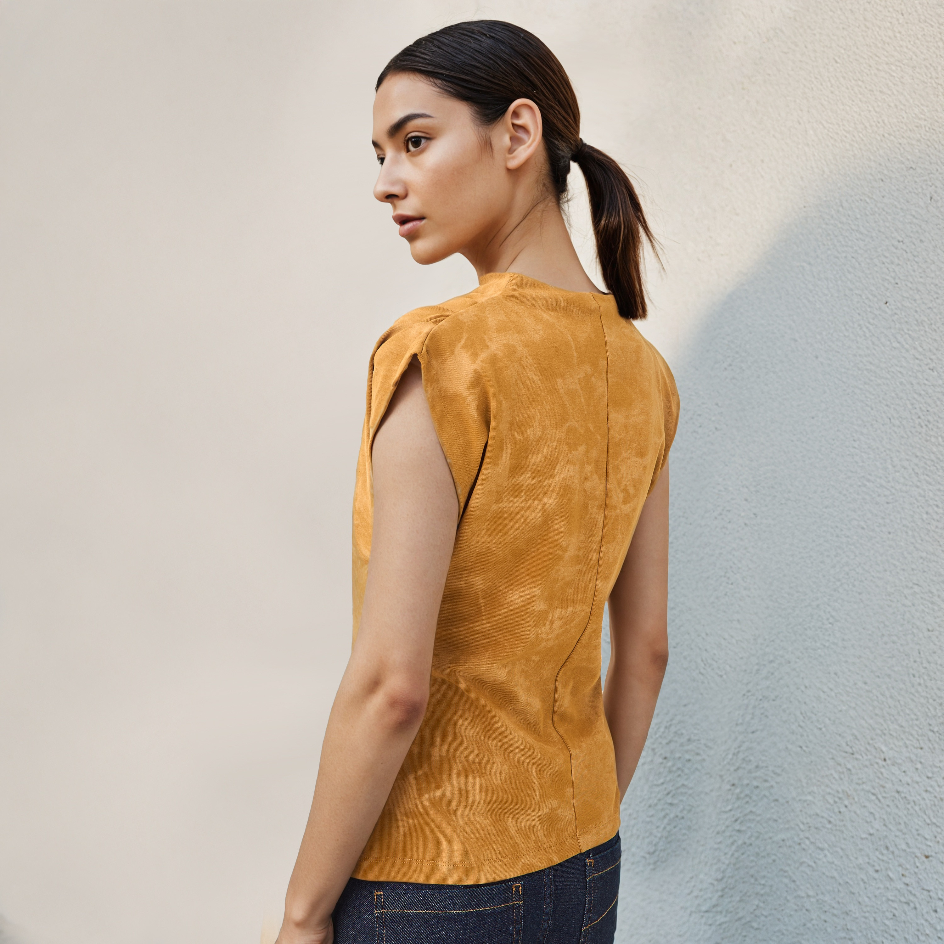 Printed Draped Top with Buckle Accent-women-clothing-shirtsandblouses-blouses-image-3