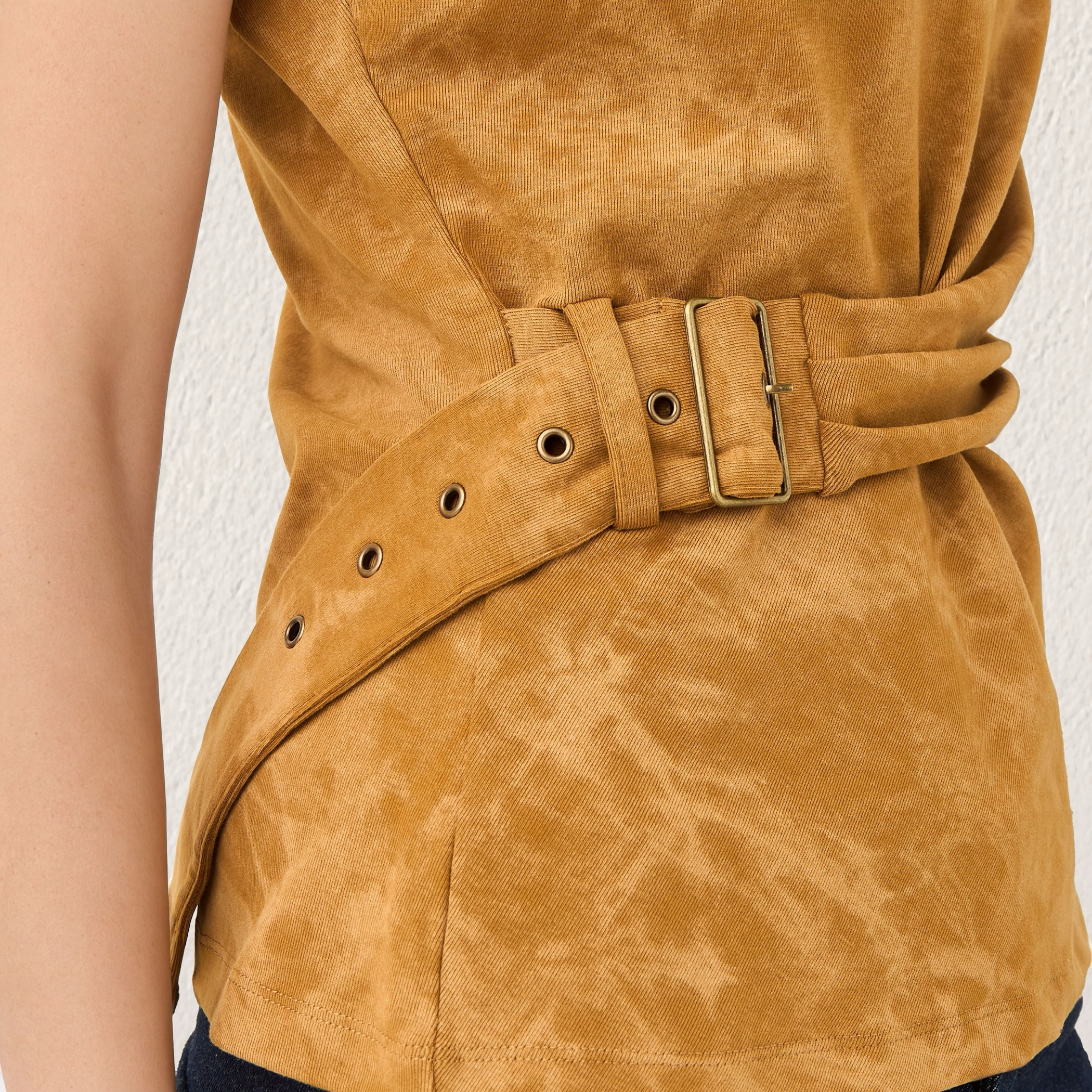 Printed Draped Top with Buckle Accent-women-clothing-shirtsandblouses-blouses-image-4