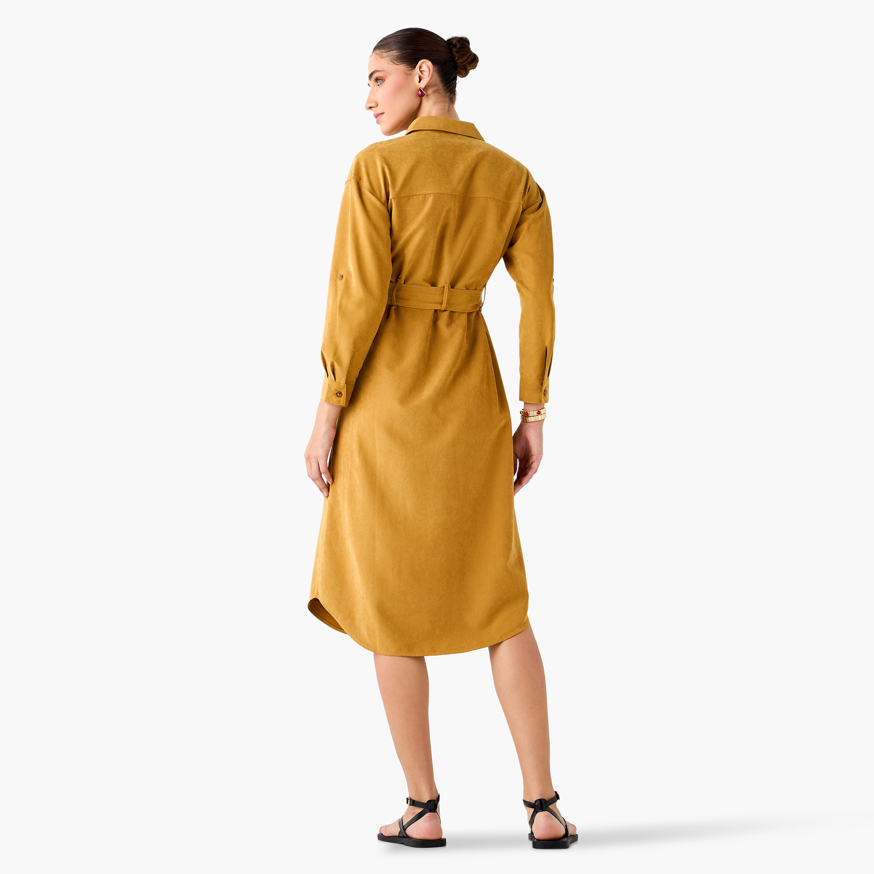 فستان قميص بأزرار إغلاق وحزام-women-clothing-dresses-image-3