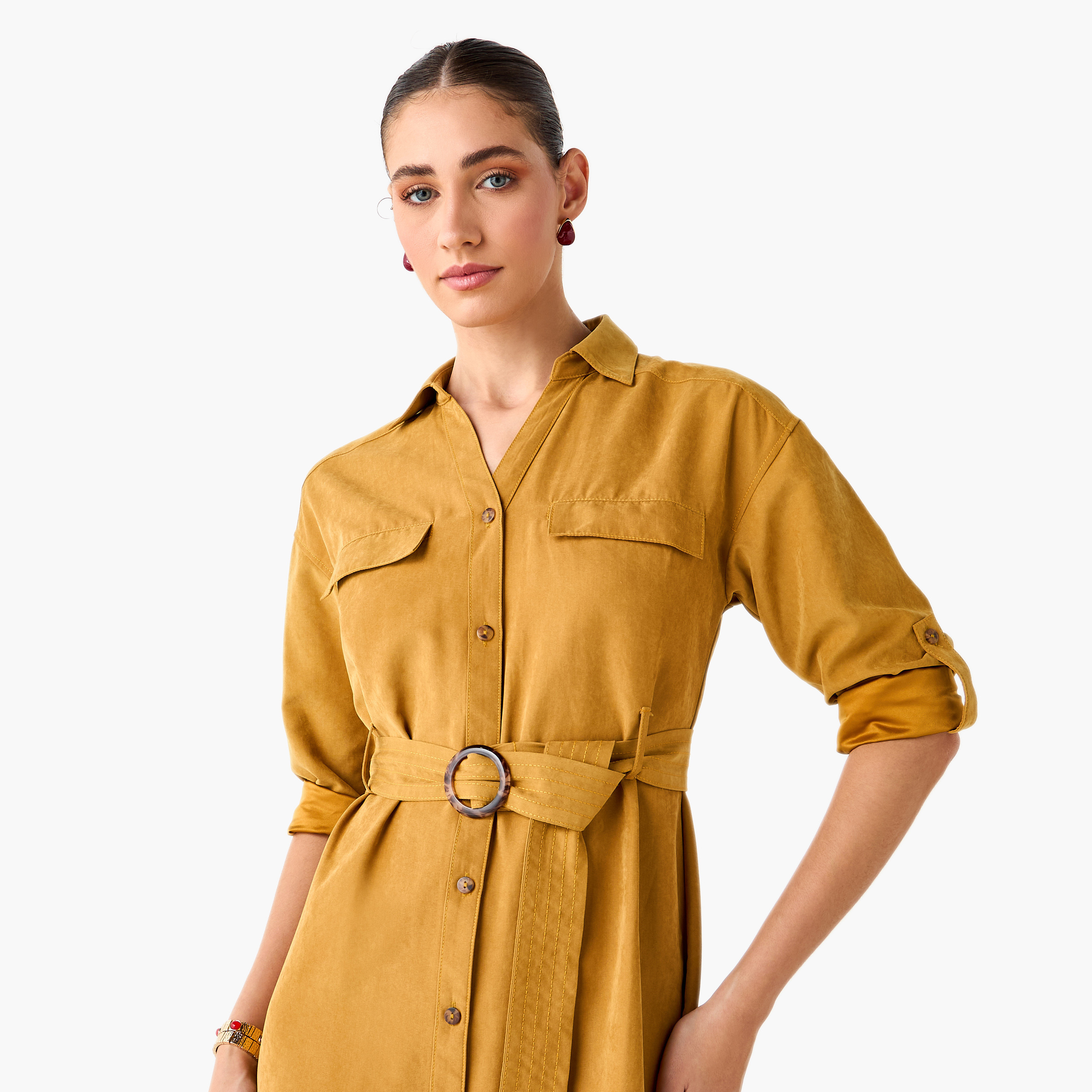 فستان قميص بأزرار إغلاق وحزام-women-clothing-dresses-image-4