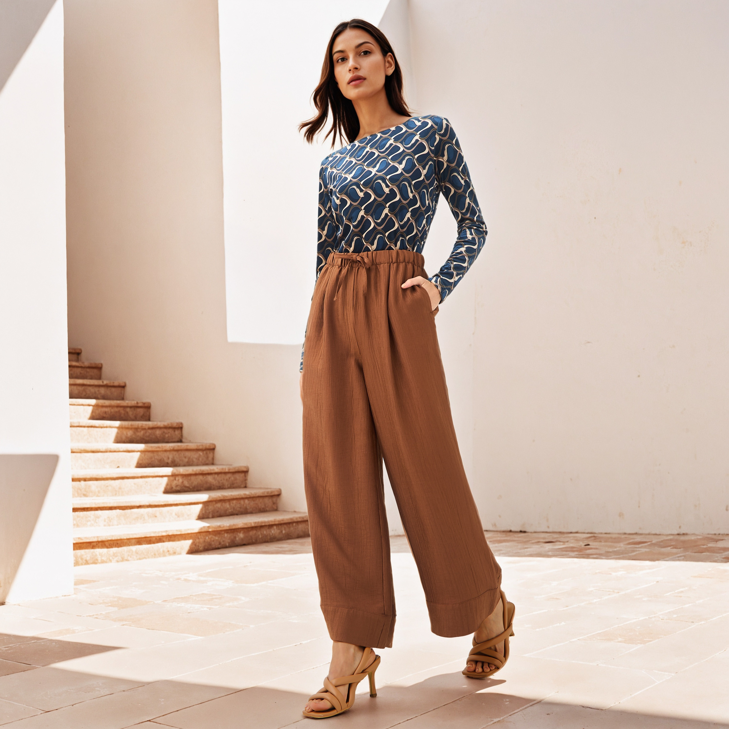 Textured Relaxed Fit Pants-women-clothing-bottoms-trousers-image-2
