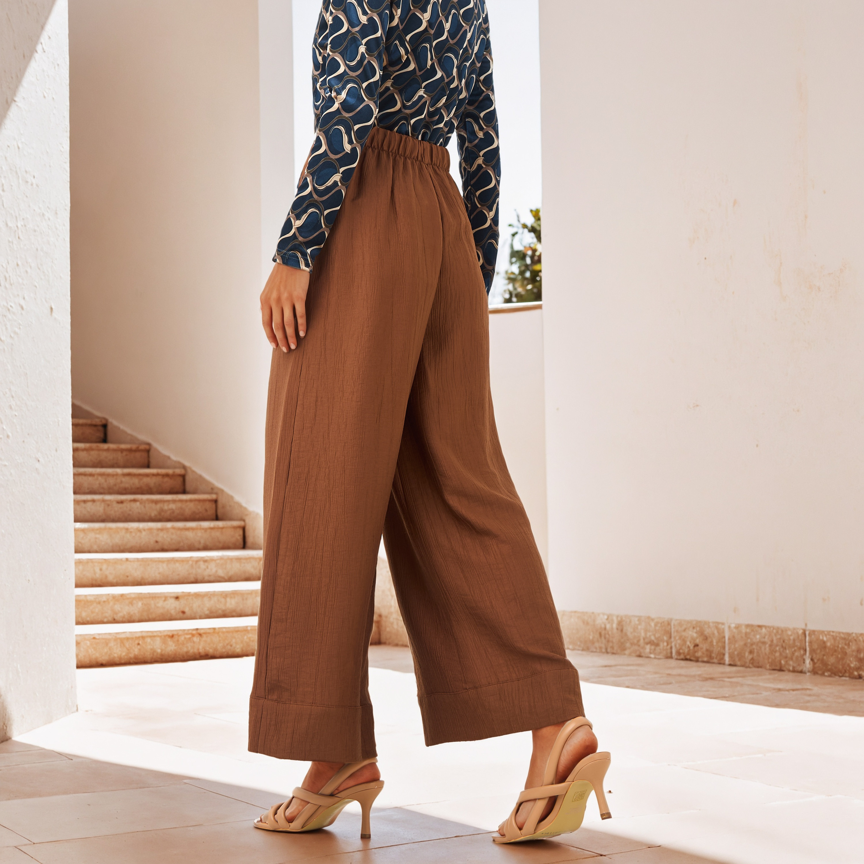 Textured Relaxed Fit Pants-women-clothing-bottoms-trousers-image-3