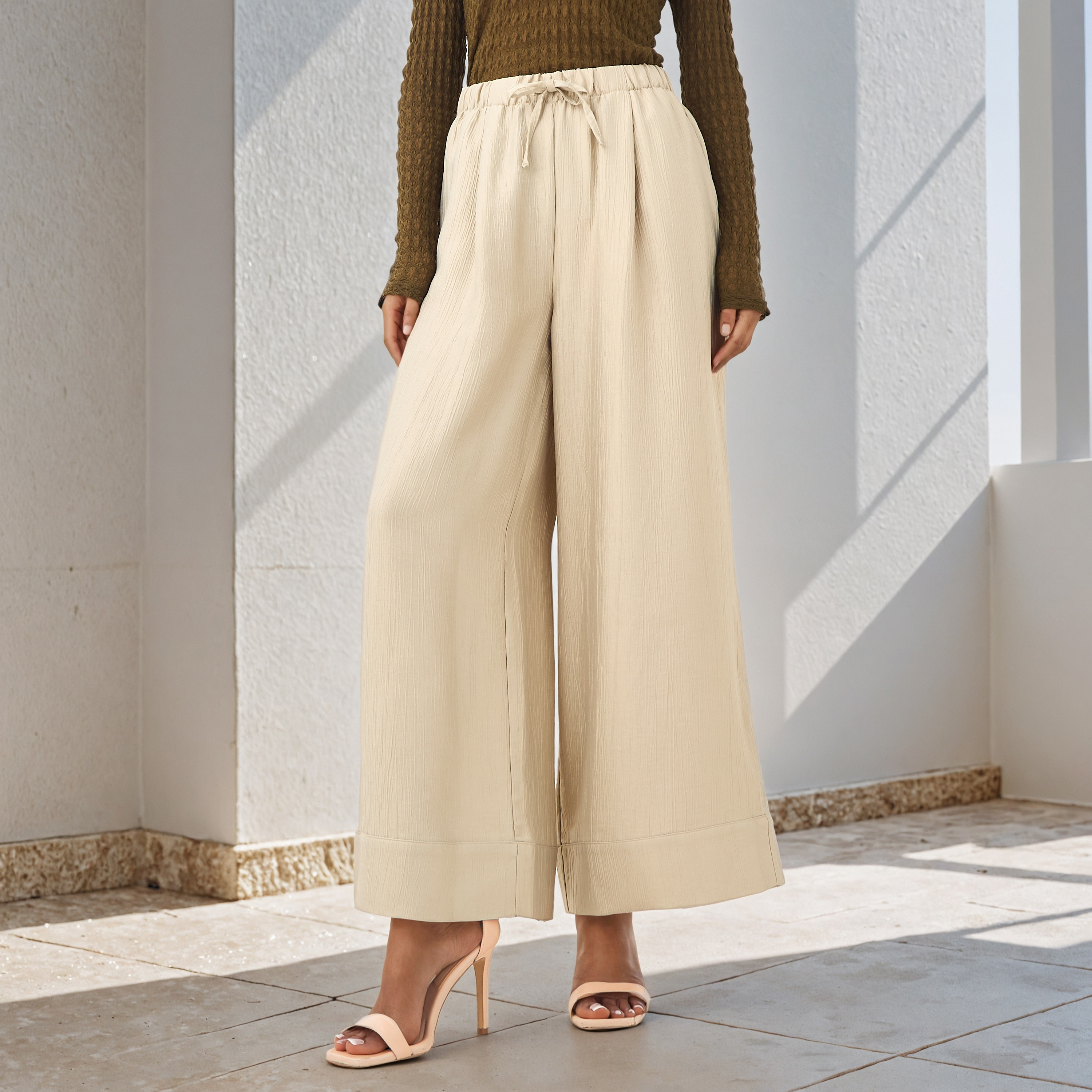 Textured Relaxed Fit Pants-women-clothing-bottoms-trousers-image-1