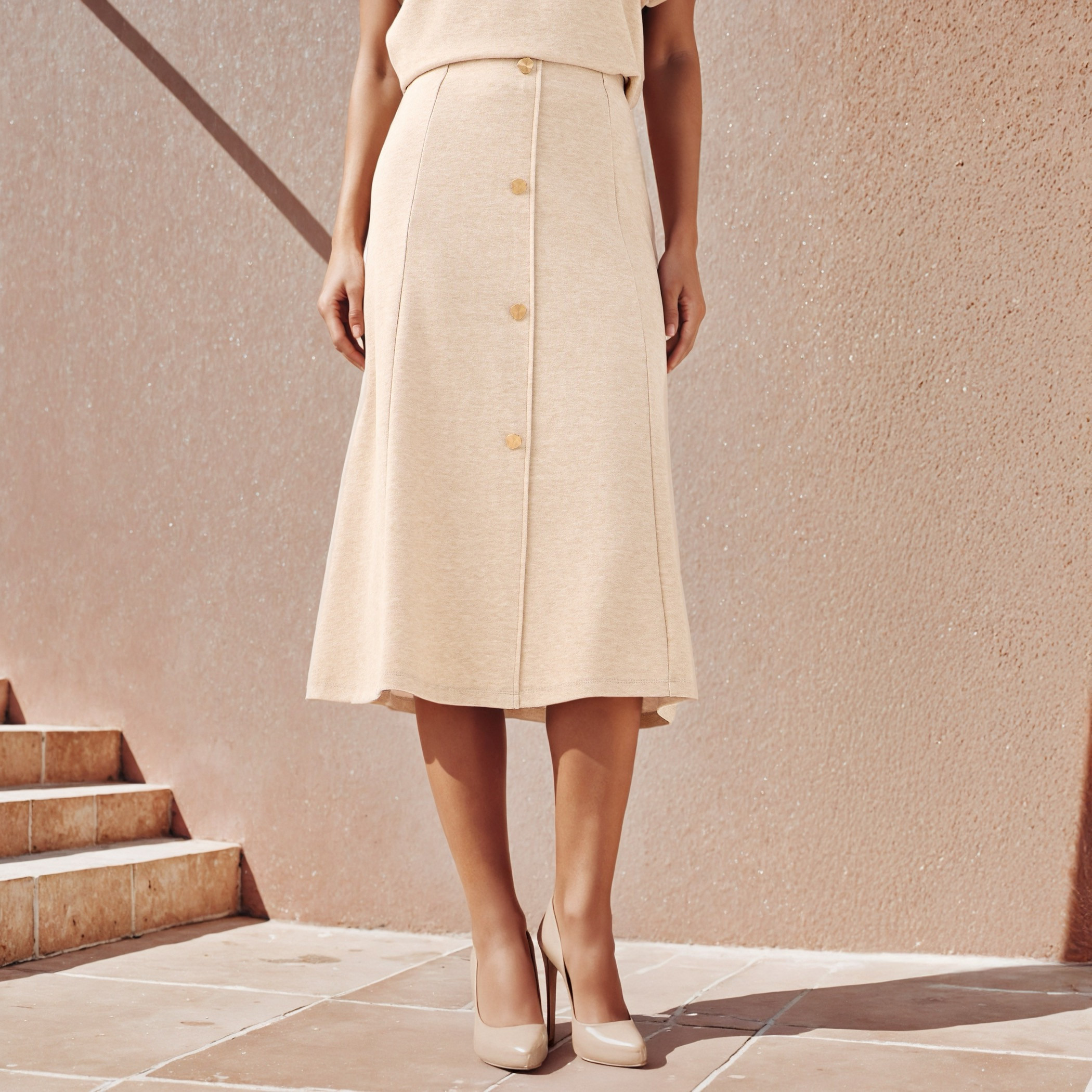 Front Button Accent A-line Skirt-women-clothing-bottoms-skirts-image-1