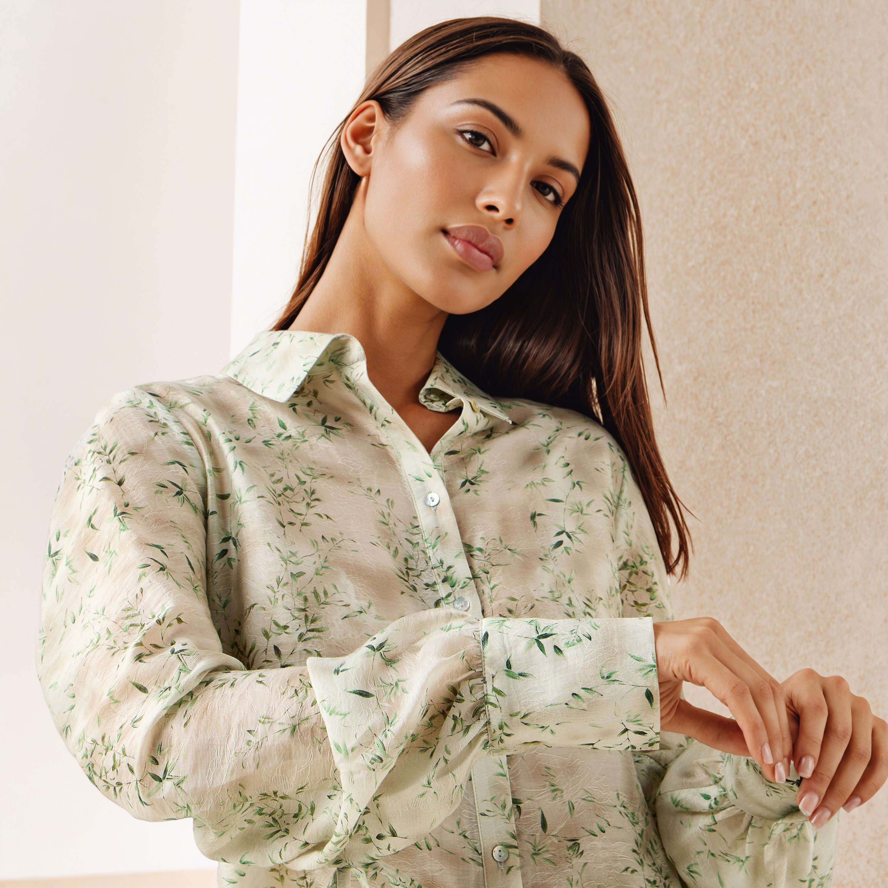 Printed Ruched Accent Shirt-women-clothing-shirtsandblouses-shirts-image-4