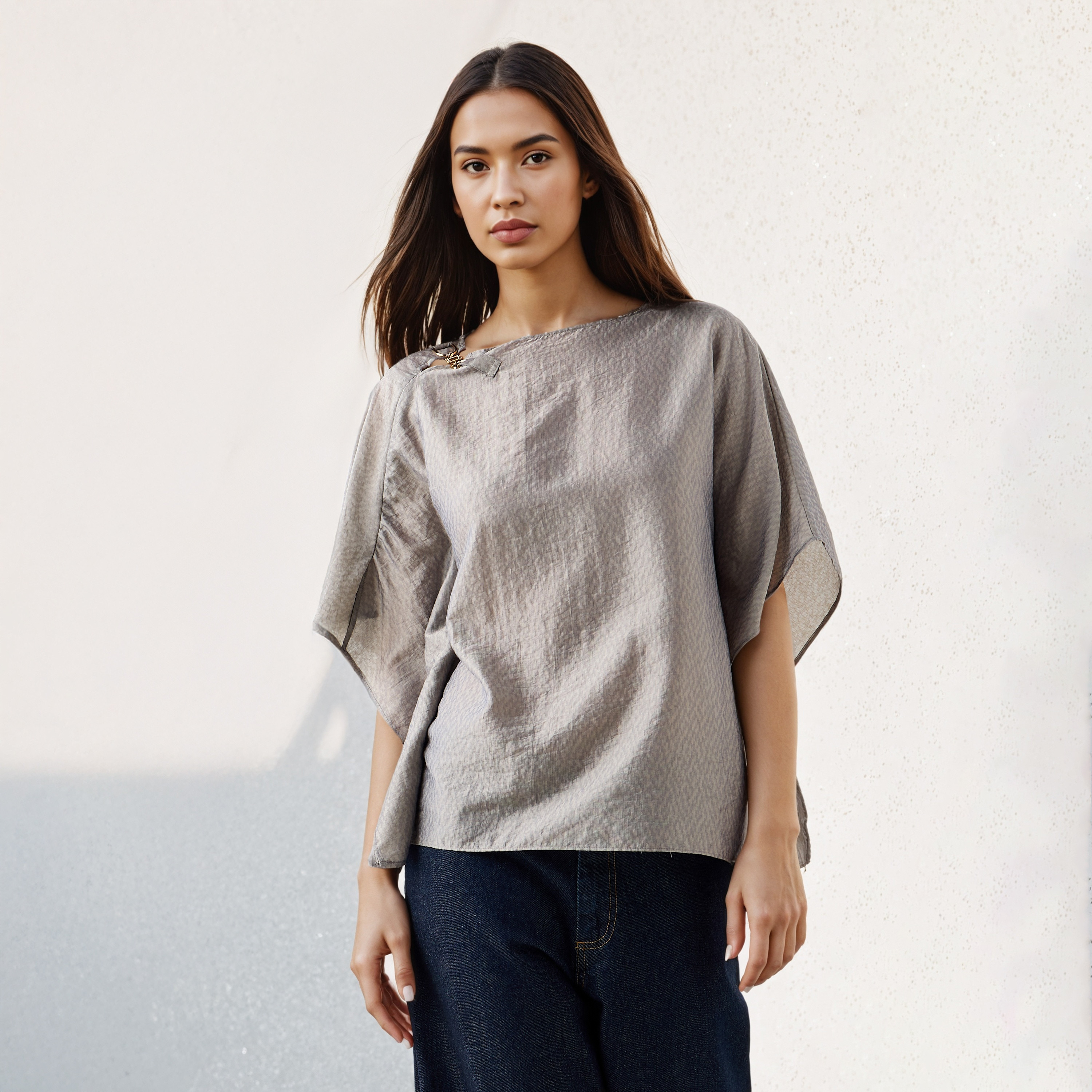 Kimono Top with Metal Accent-women-clothing-shirtsandblouses-blouses-image-1