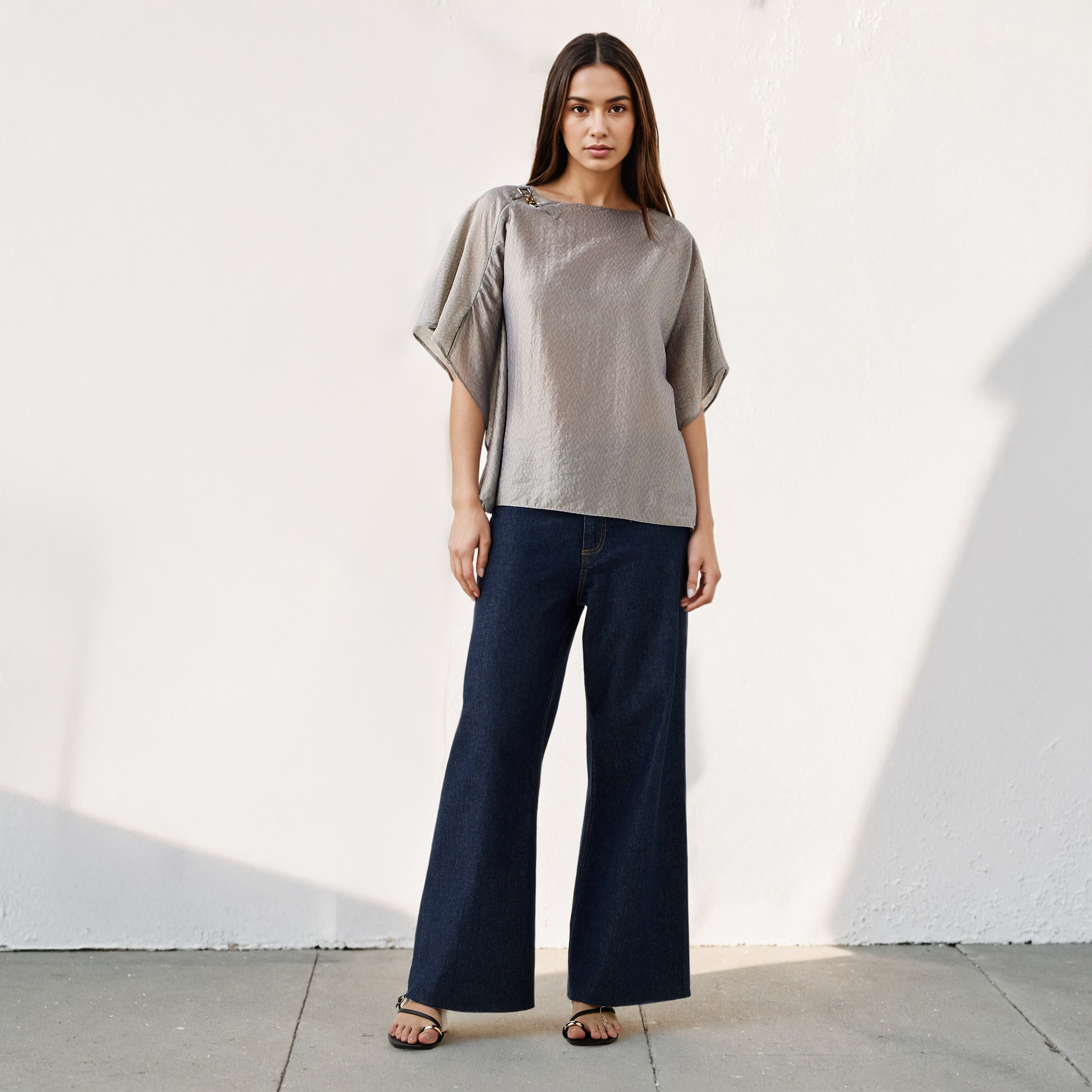 Kimono Top with Metal Accent-women-clothing-shirtsandblouses-blouses-image-2