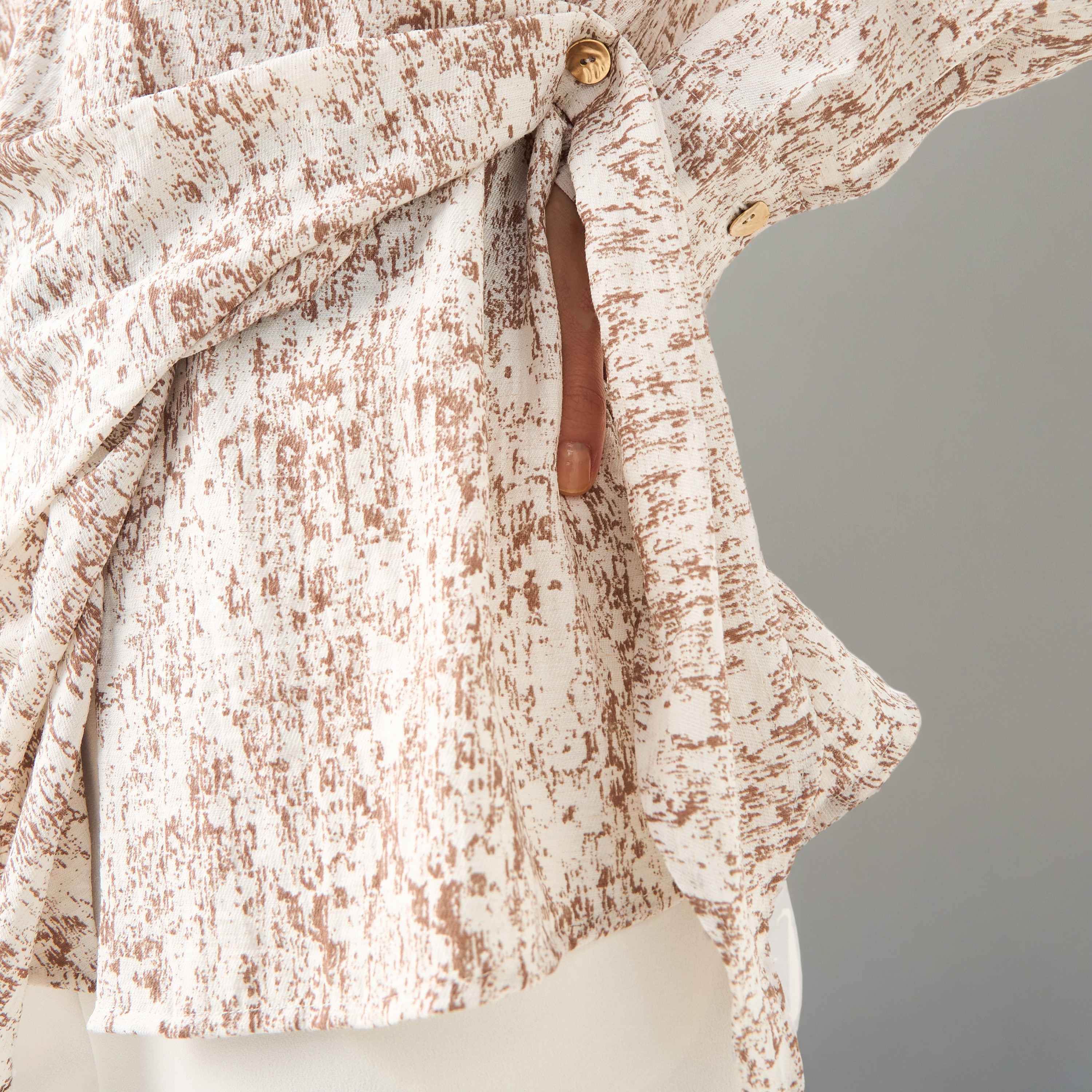 Relaxed Fit Printed Collared Wrap Linen Blend Top-women-clothing-shirtsandblouses-blouses-image-4