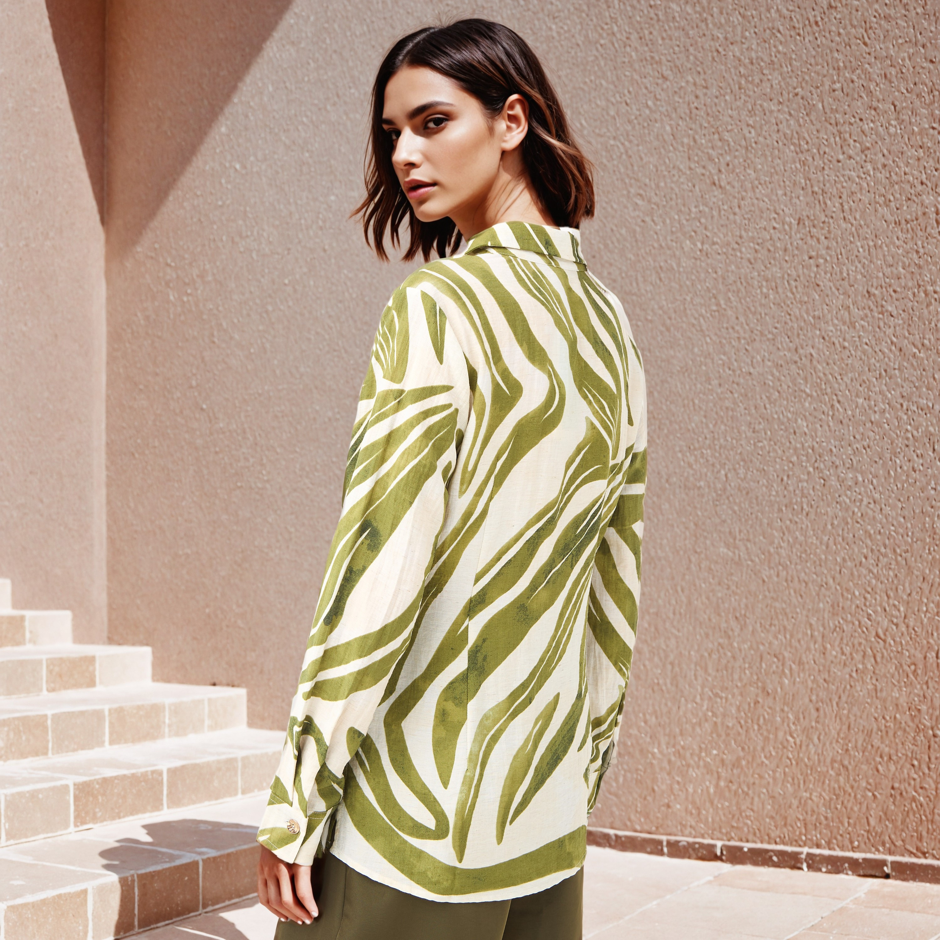 Relaxed Fit Printed Collared Wrap Linen Blend Top-women-clothing-shirtsandblouses-blouses-image-3