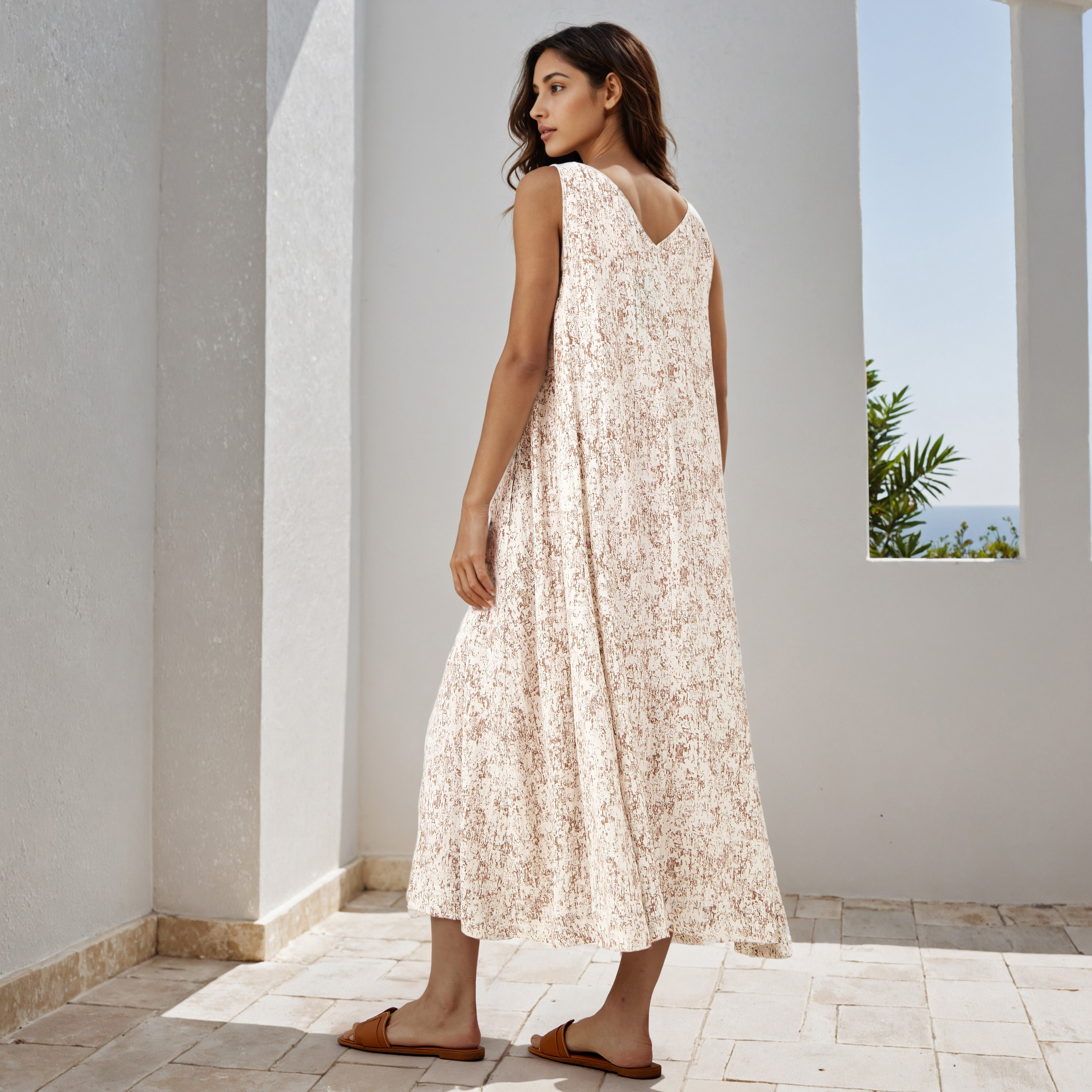 Printed A-line Sleeveless Linen Blend Maxi Dress-women-clothing-dresses-image-3
