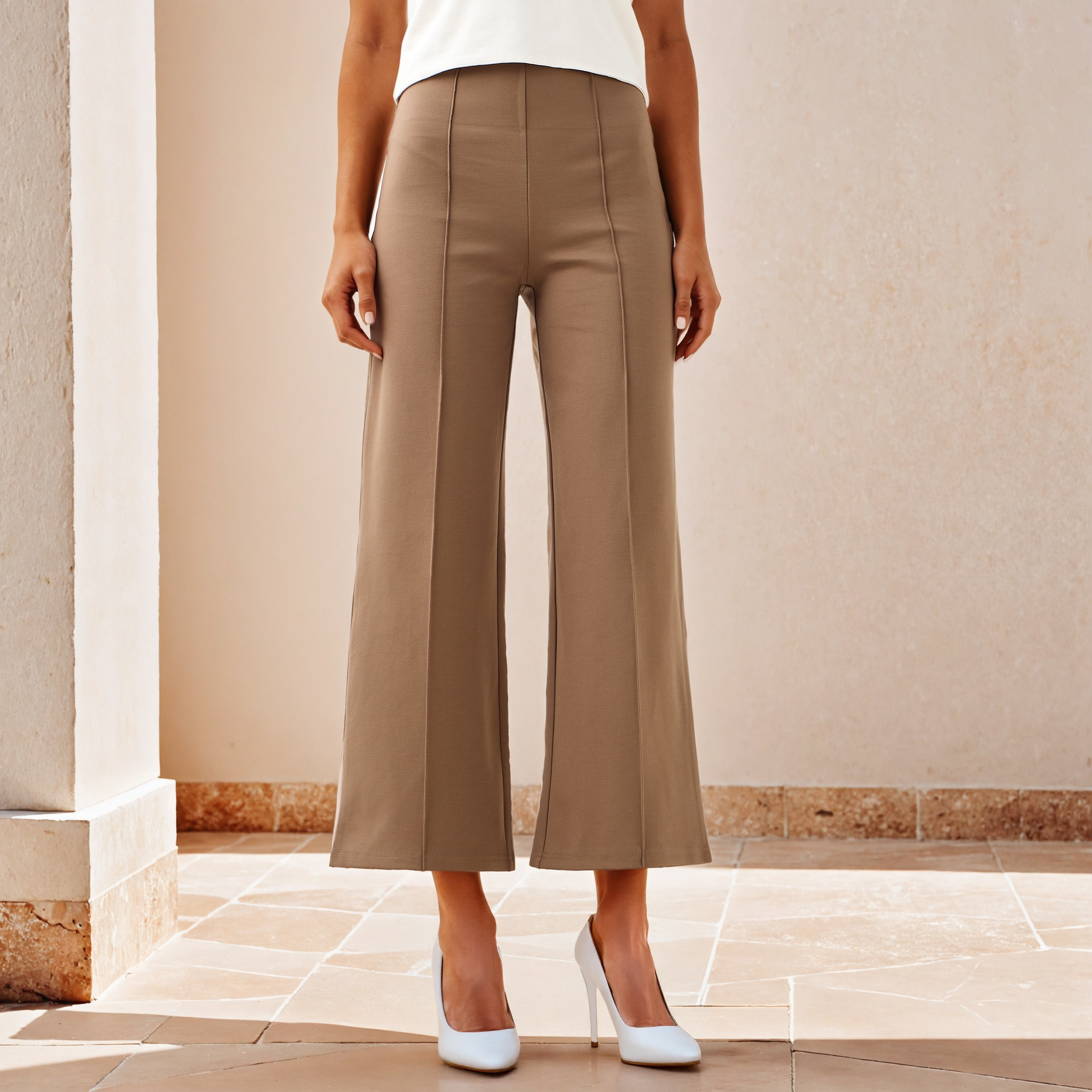 Pintuck Regular Fit Flexi Waist Pants-women-clothing-bottoms-trousers-image-1