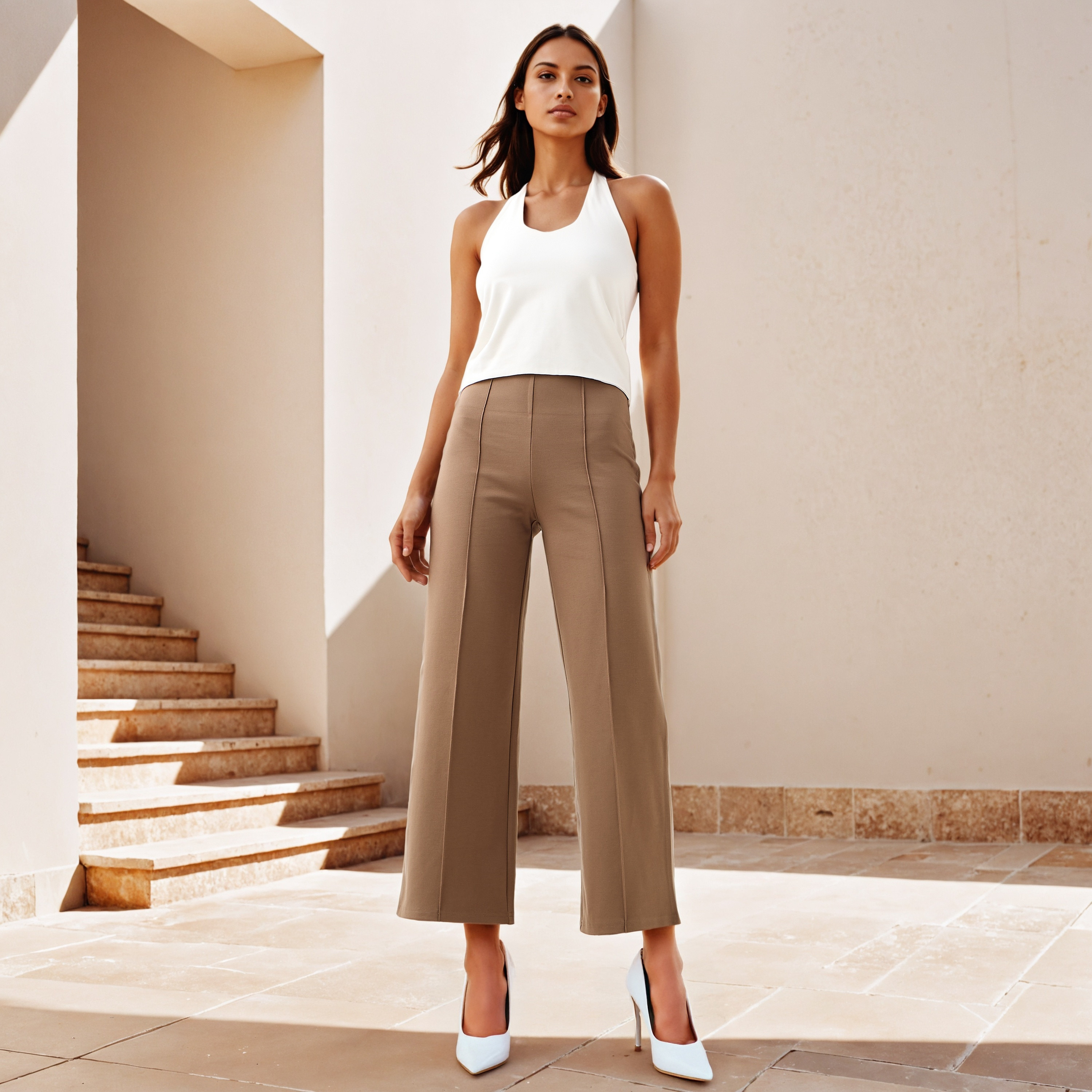Pintuck Regular Fit Flexi Waist Pants-women-clothing-bottoms-trousers-image-2