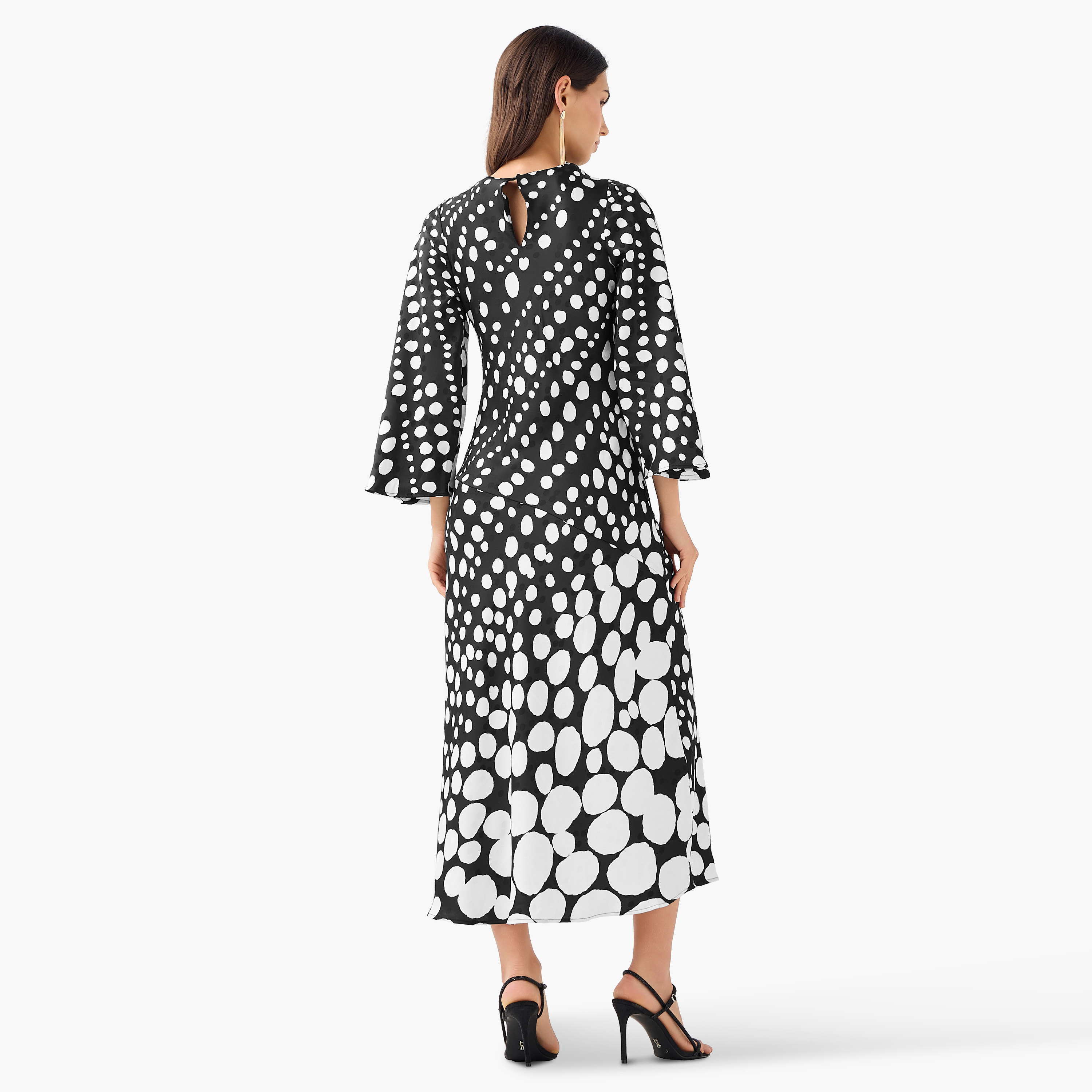 Polka Dot A-line Corsage Detail Women Dress-women-clothing-dresses-image-3