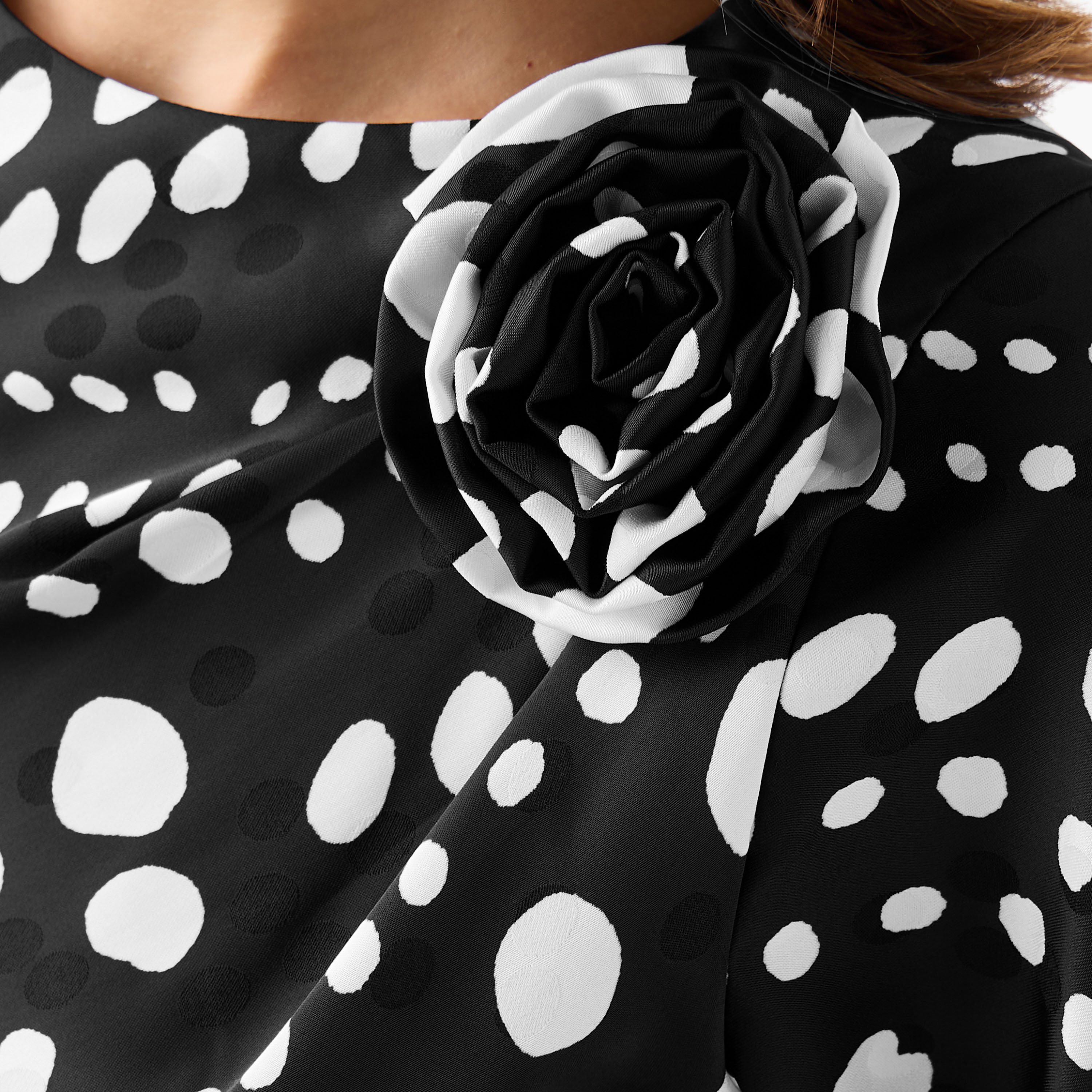 Polka Dot A-line Corsage Detail Women Dress-women-clothing-dresses-image-5