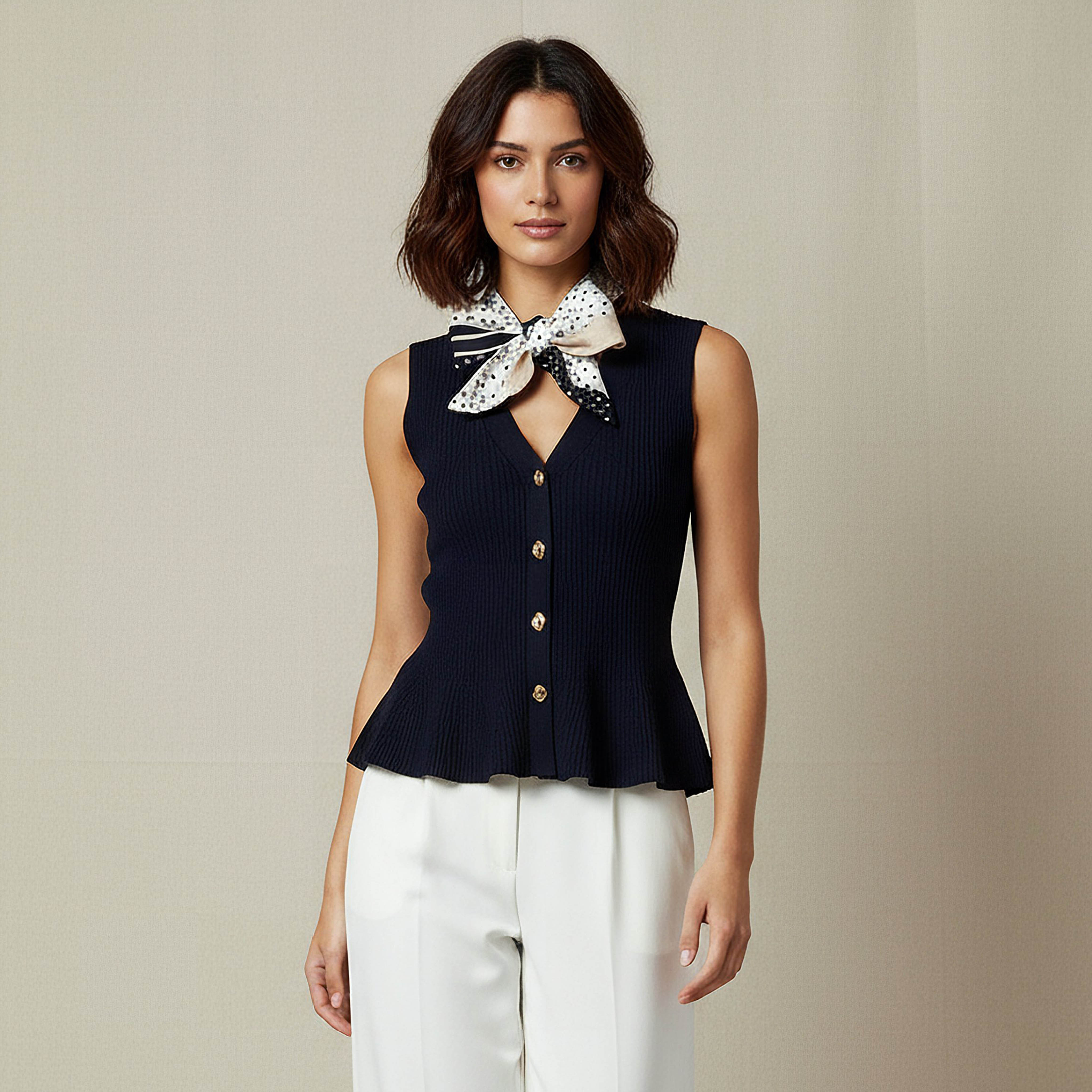 بلوزة بارزة الملمس بقصة عادية-women-clothing-shirtsandblouses-blouses-image-1