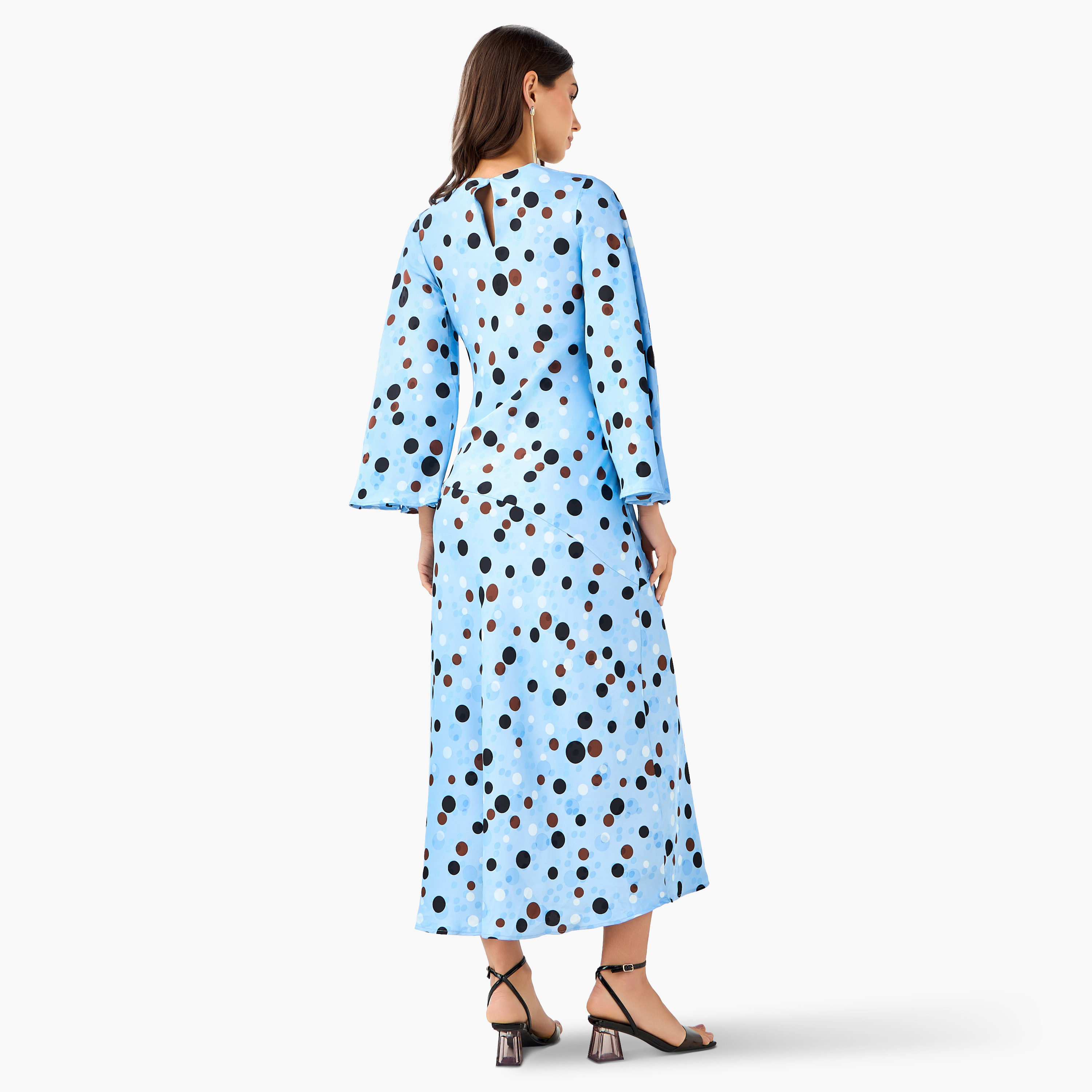 Polka Dot A-line Corsage Detail Women Dress-women-clothing-dresses-image-3