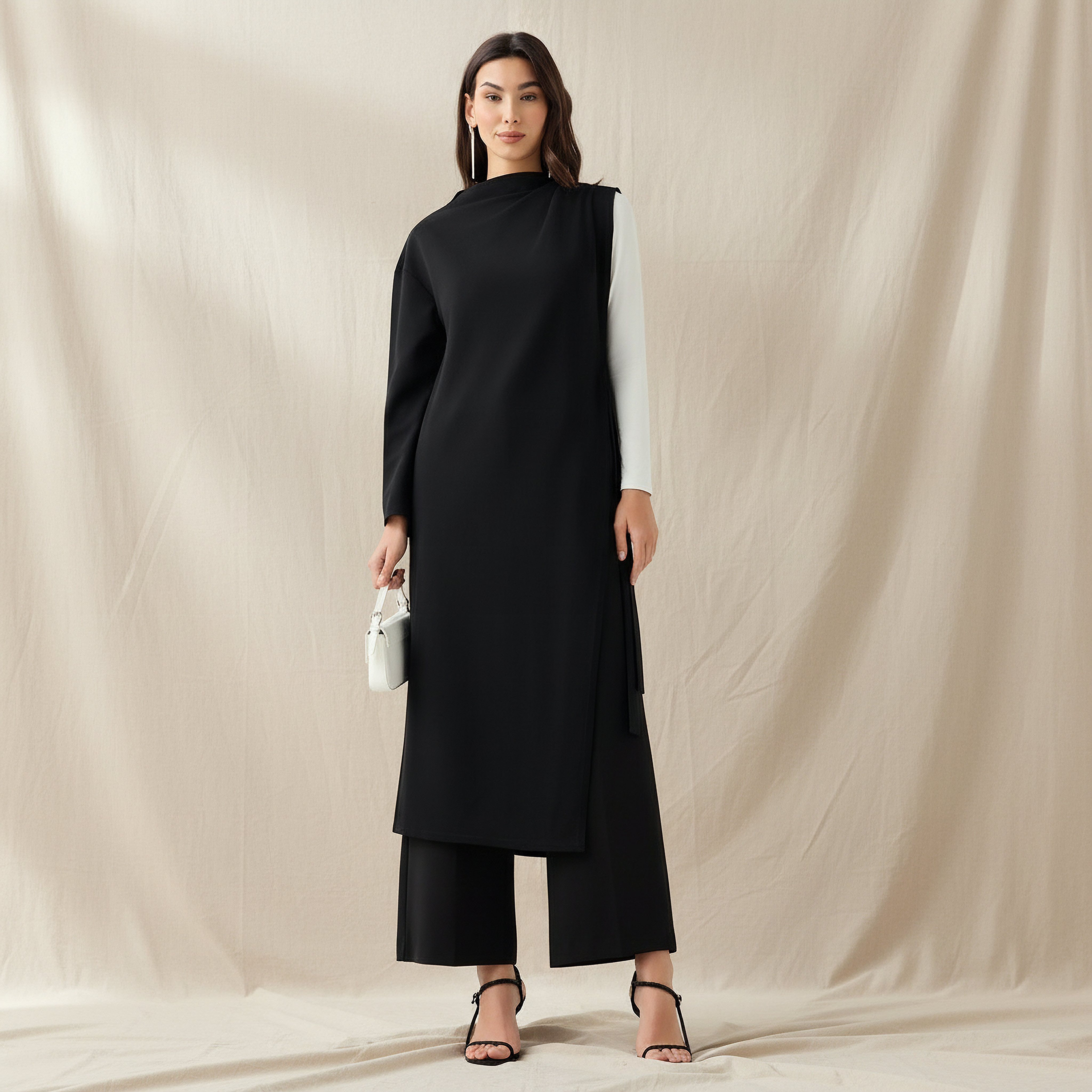 Regular Fit Longline Top with T-shirt-women-clothing-coordsets-image-1
