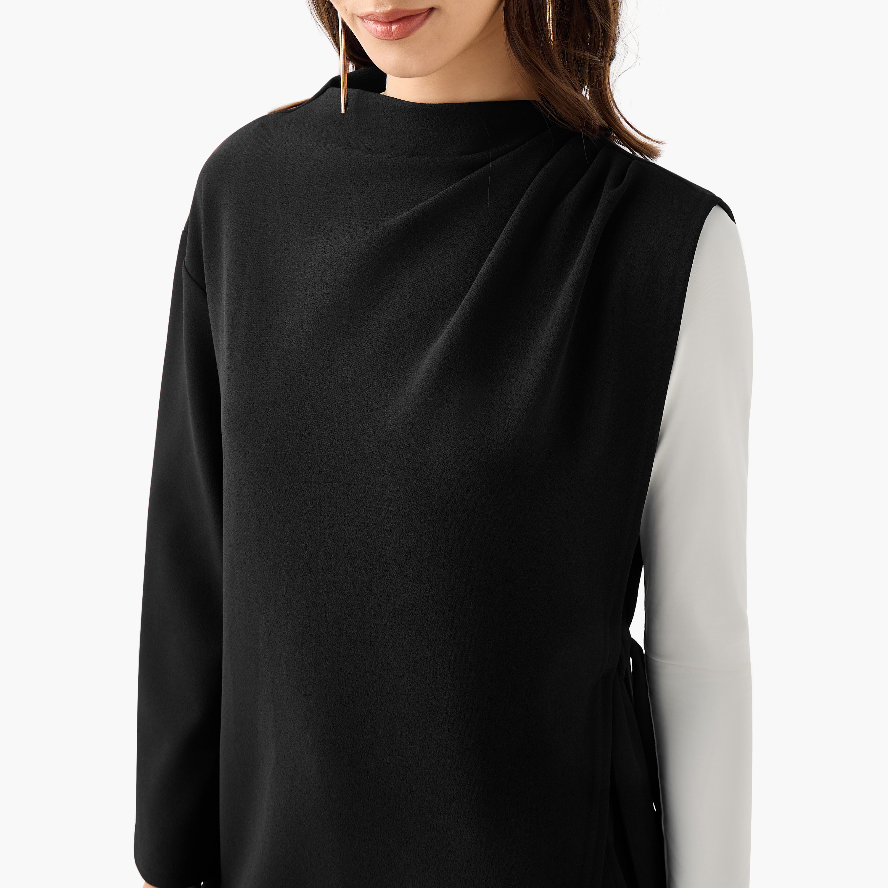 Regular Fit Longline Top with T-shirt-women-clothing-coordsets-image-5