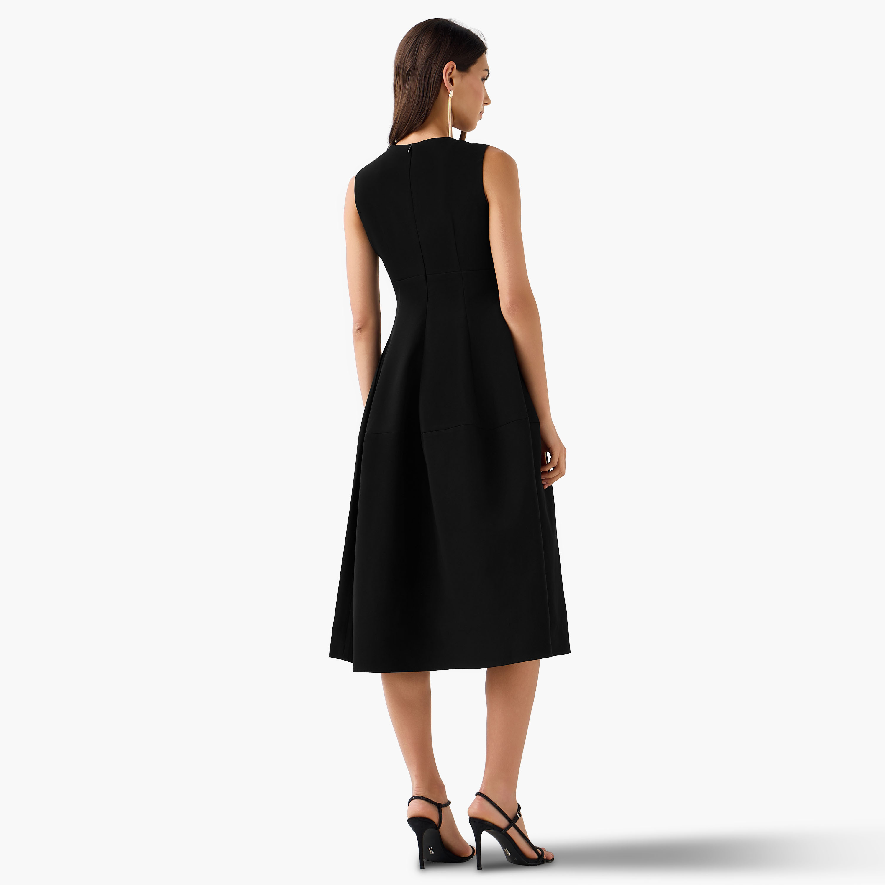 A-line Midi Dress with Pleated Detail-women-clothing-dresses-image-3