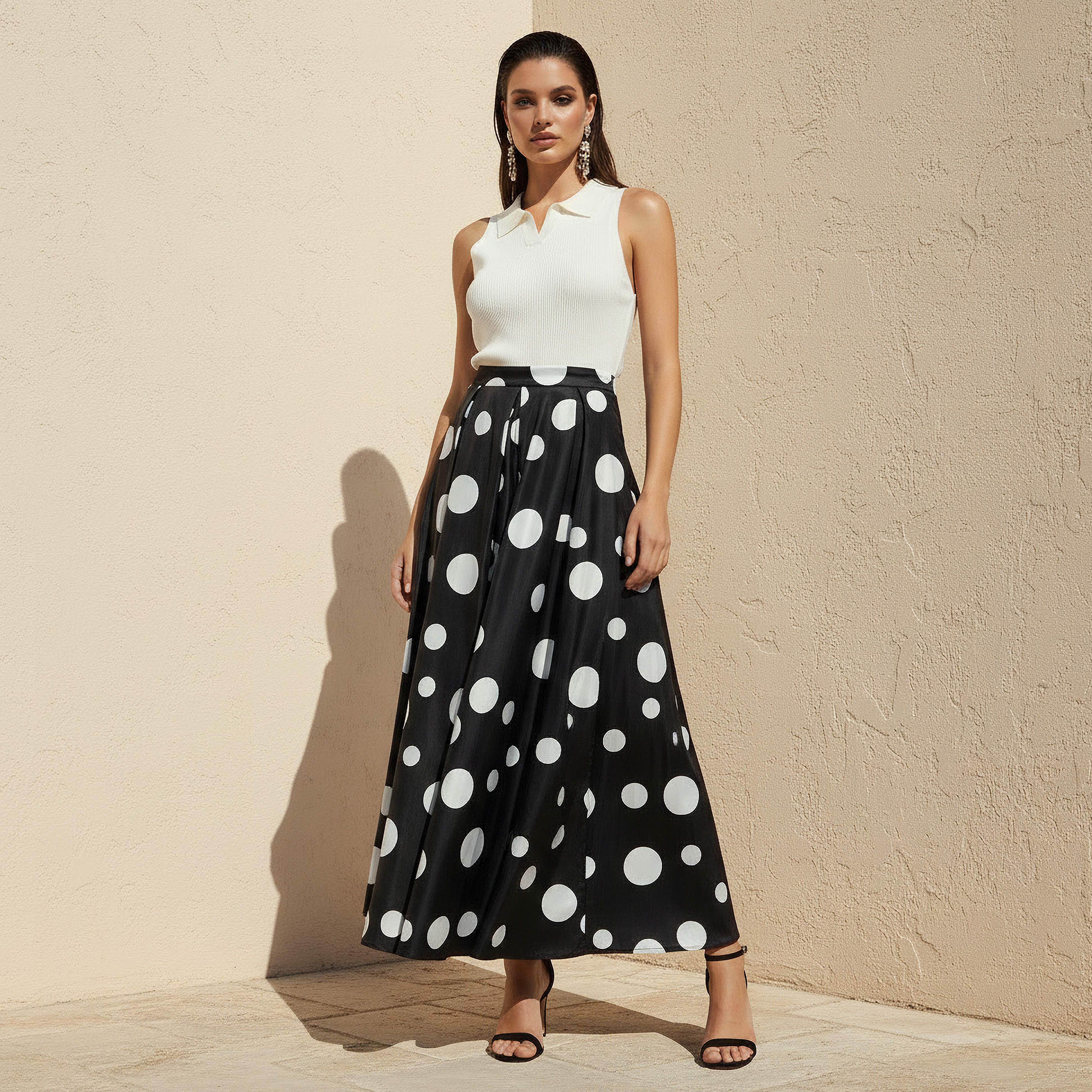 Maxi Polka Dot Print Skirt with Pockets-women-clothing-bottoms-skirts-image-1