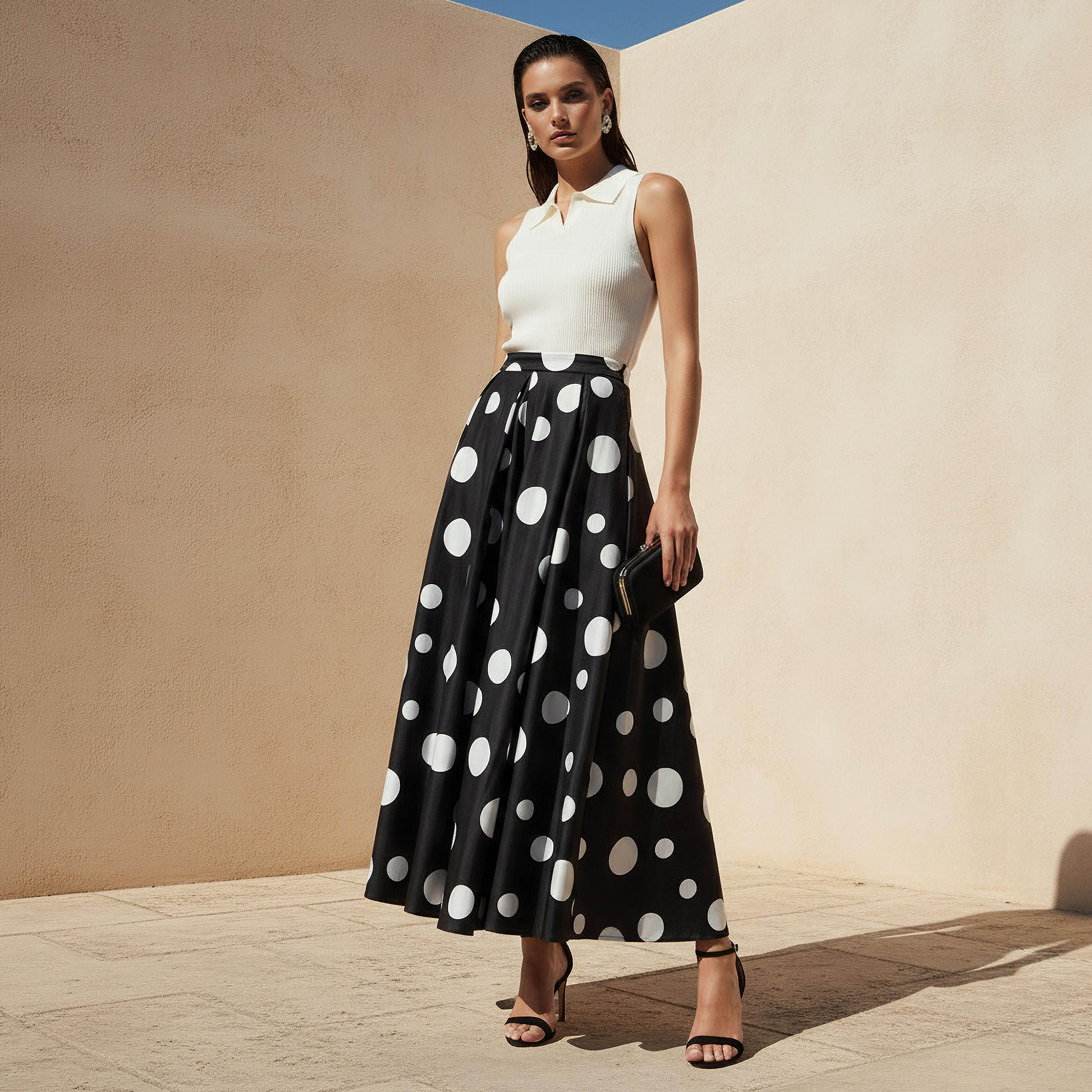 Maxi Polka Dot Print Skirt with Pockets-women-clothing-bottoms-skirts-image-3
