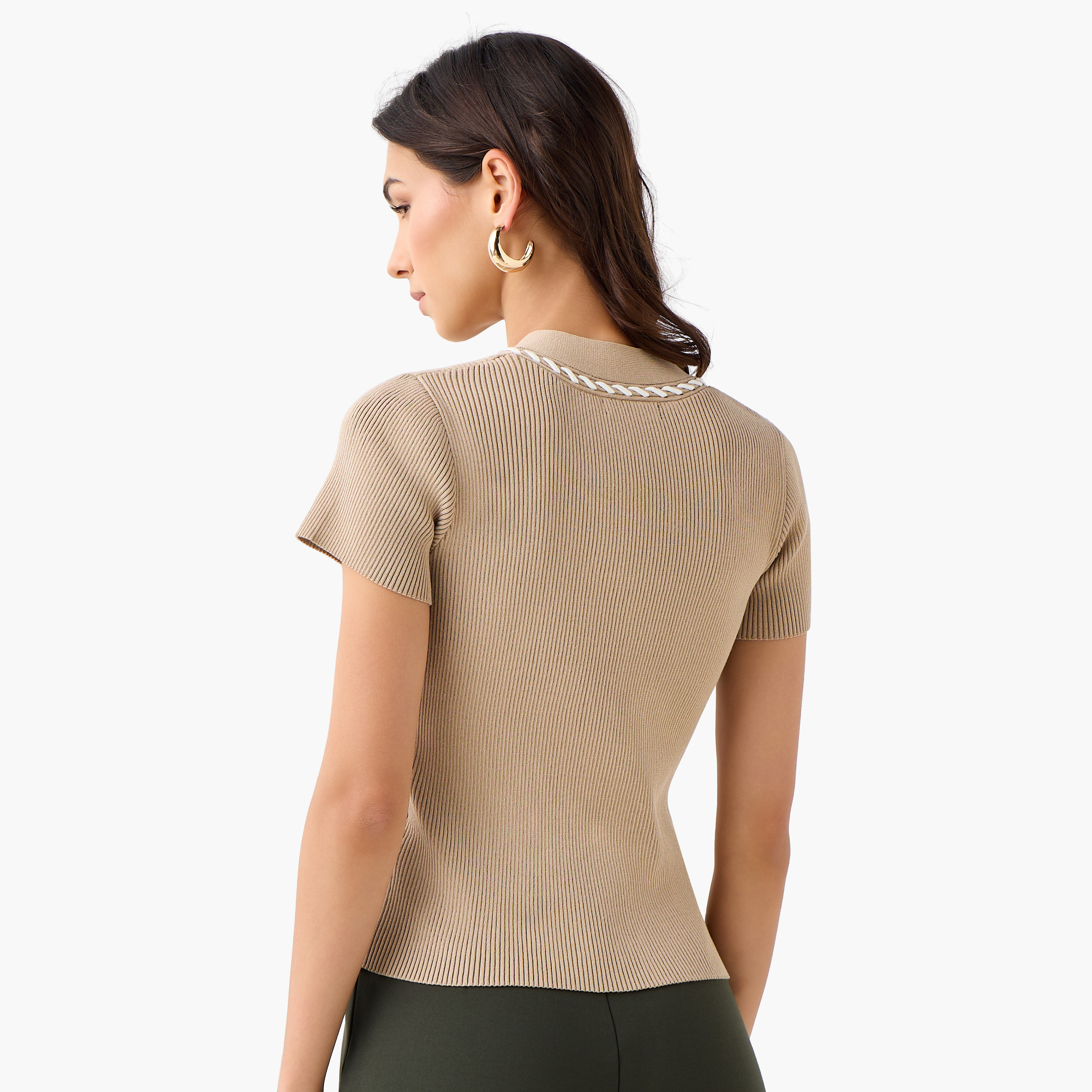 تيشيرت بقصة عادية وتفاصيل حبل-women-clothing-tshirts-image-4