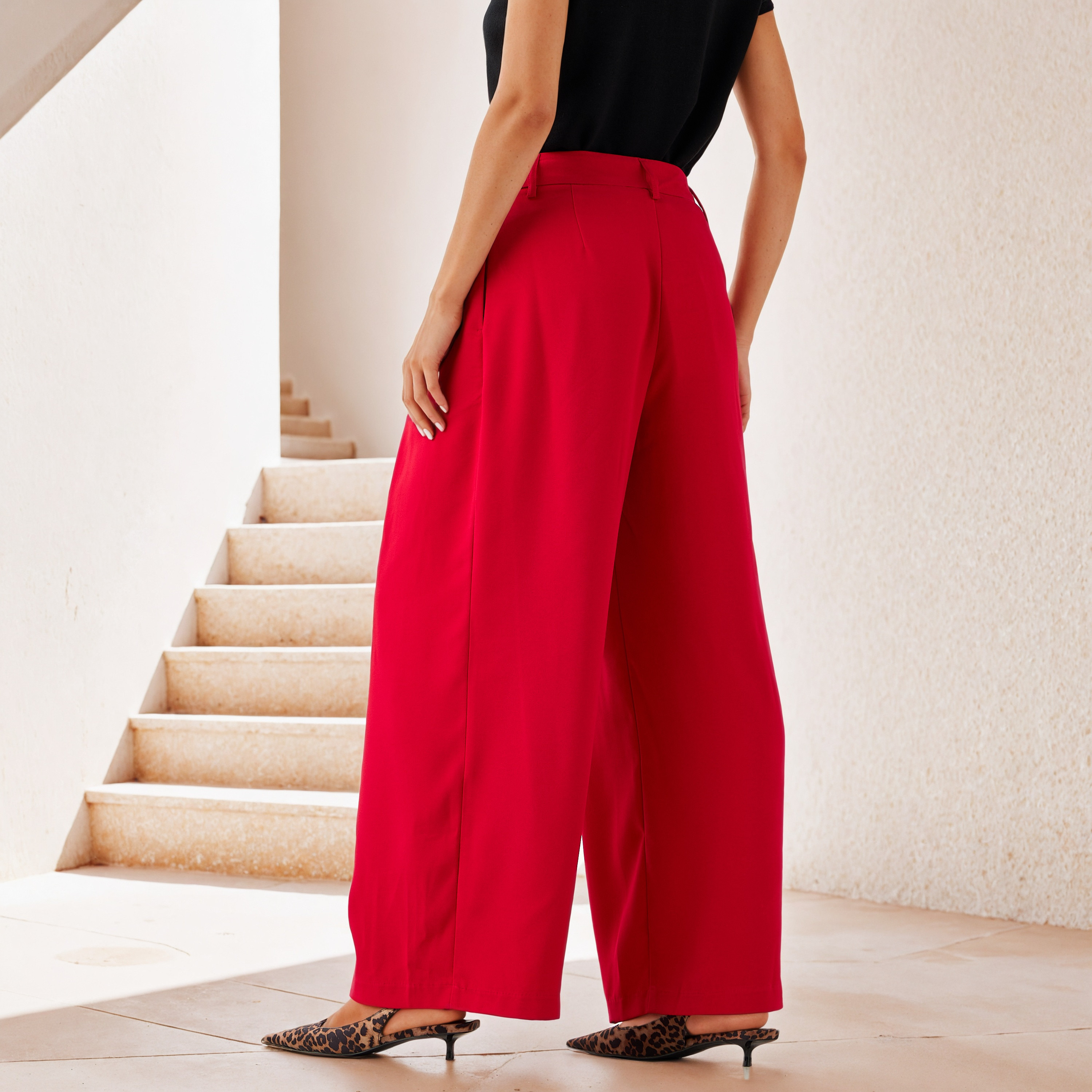 Relaxed Fit Pleated Pants-women-clothing-bottoms-trousers-image-3