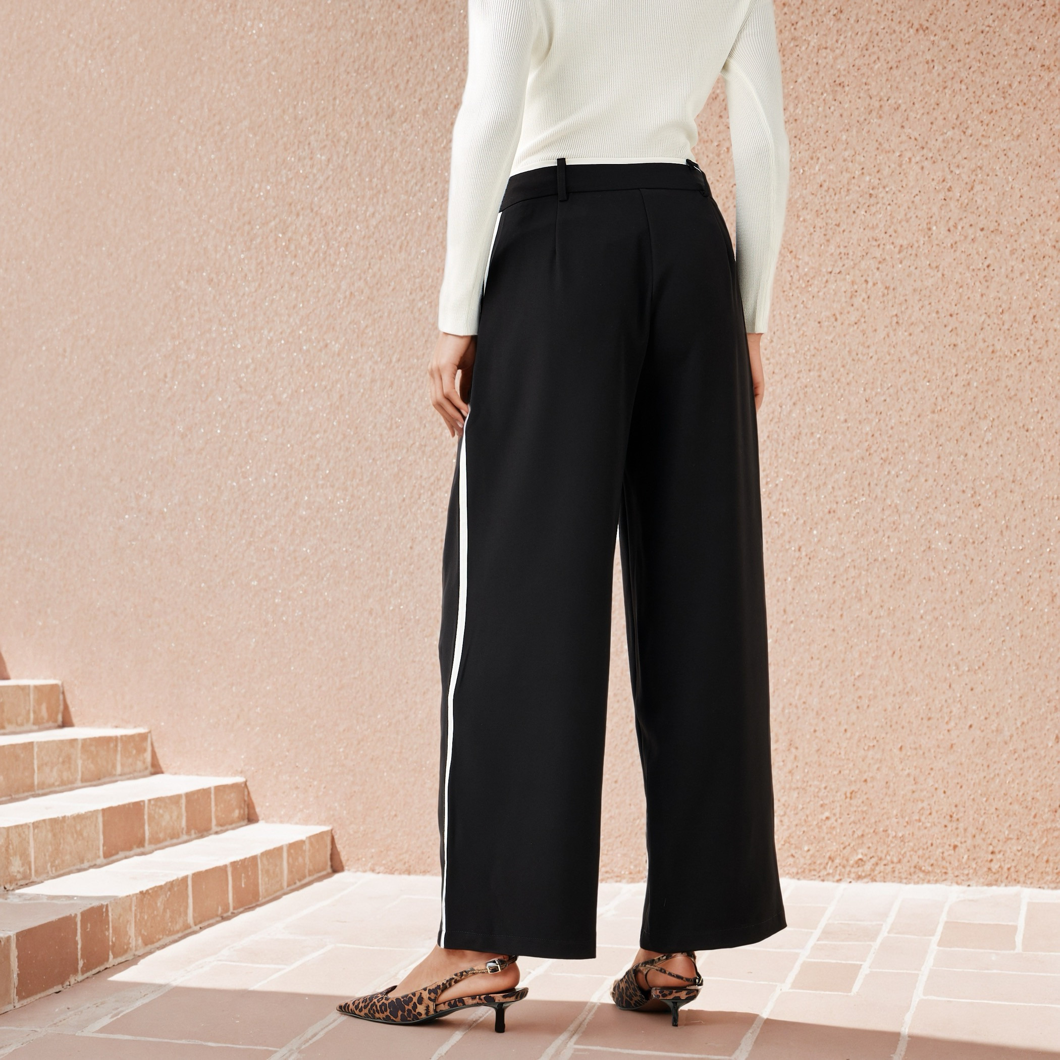 Contrast Side Panel Pants-women-clothing-bottoms-trousers-image-4