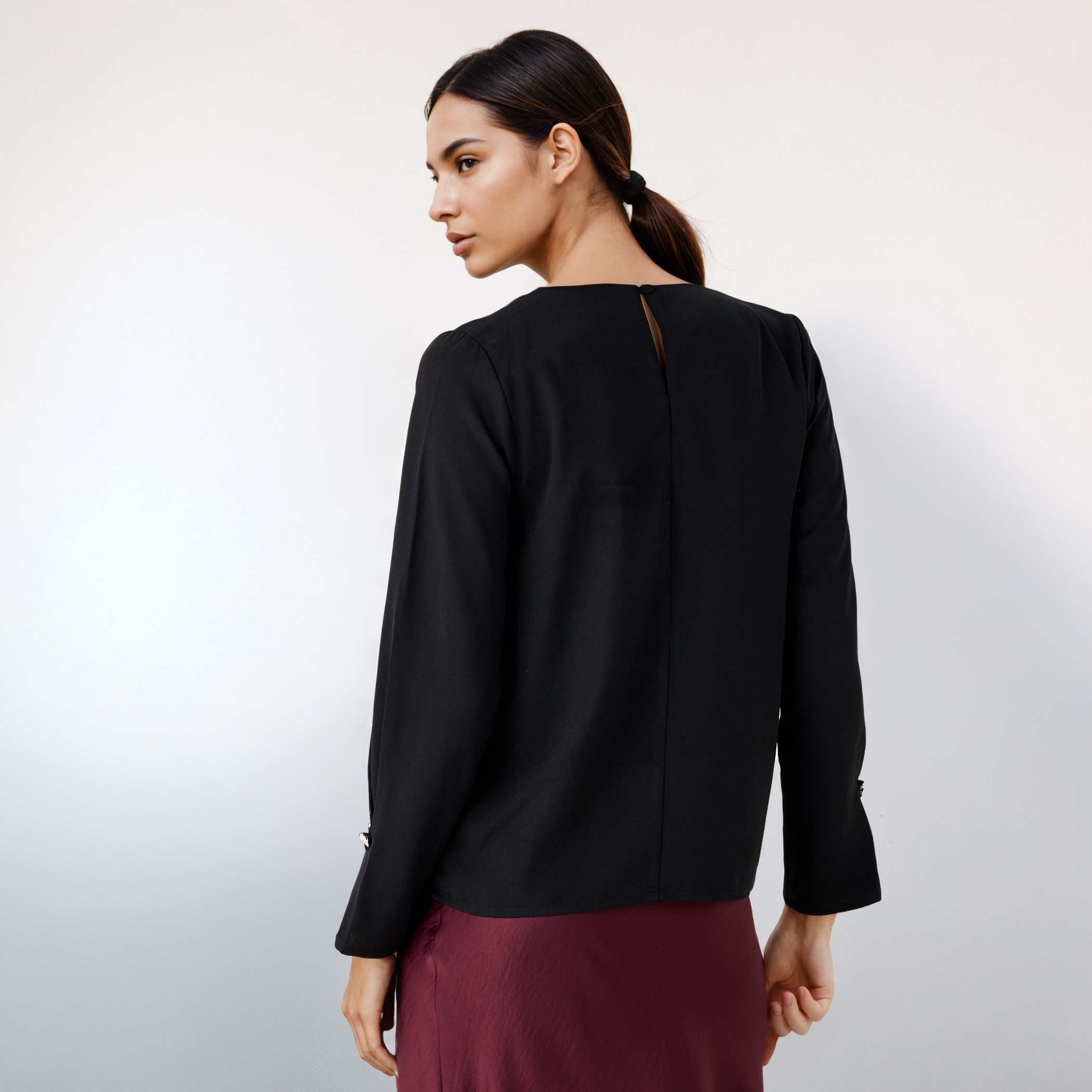 Draped Cowl Neck Crepe Top-women-clothing-shirtsandblouses-blouses-image-3