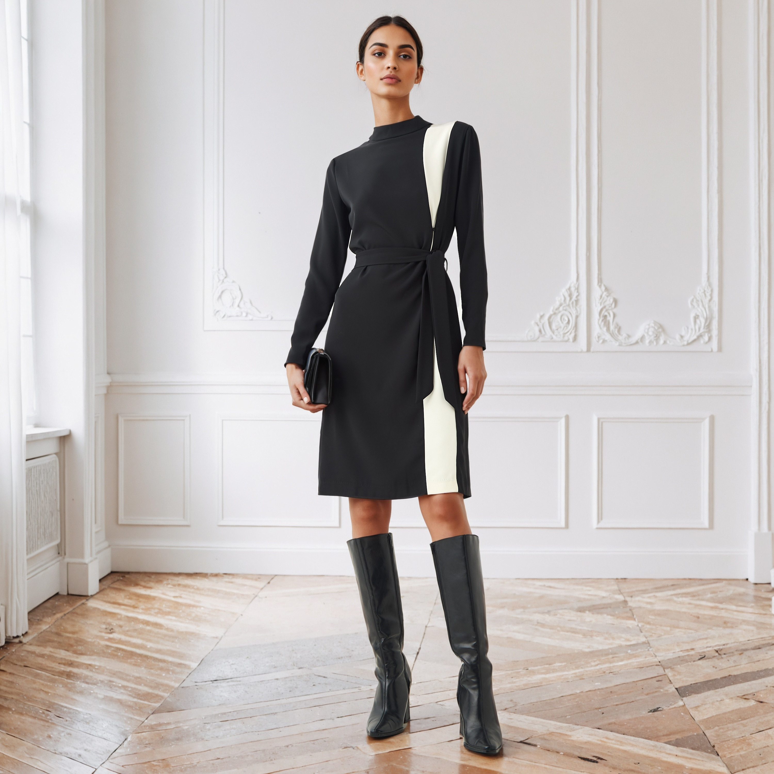 Colourblock Midi Dress with Slit Detail-women-clothing-dresses-image-2