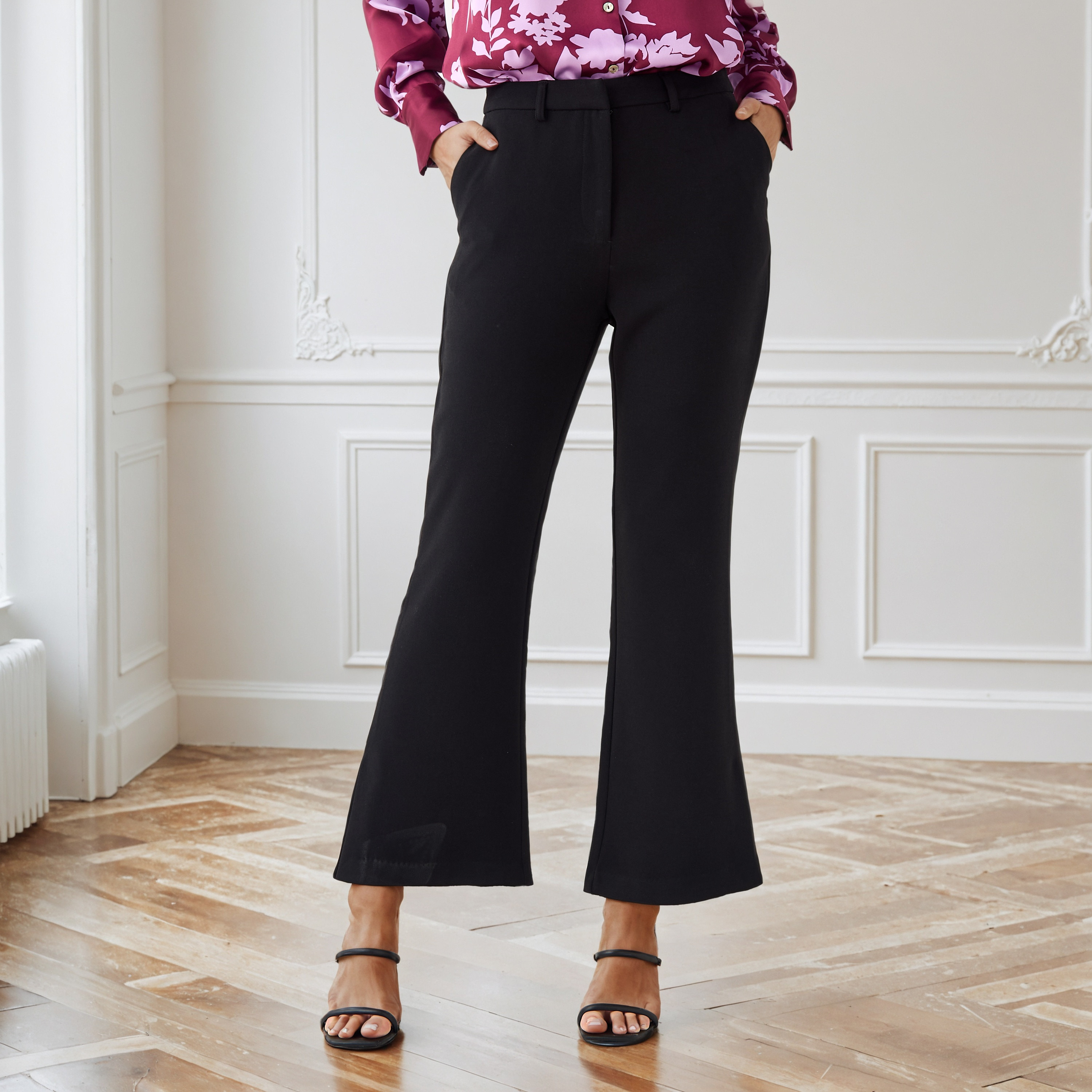 Slit Detail Flared Leg Pants-women-clothing-bottoms-trousers-image-1