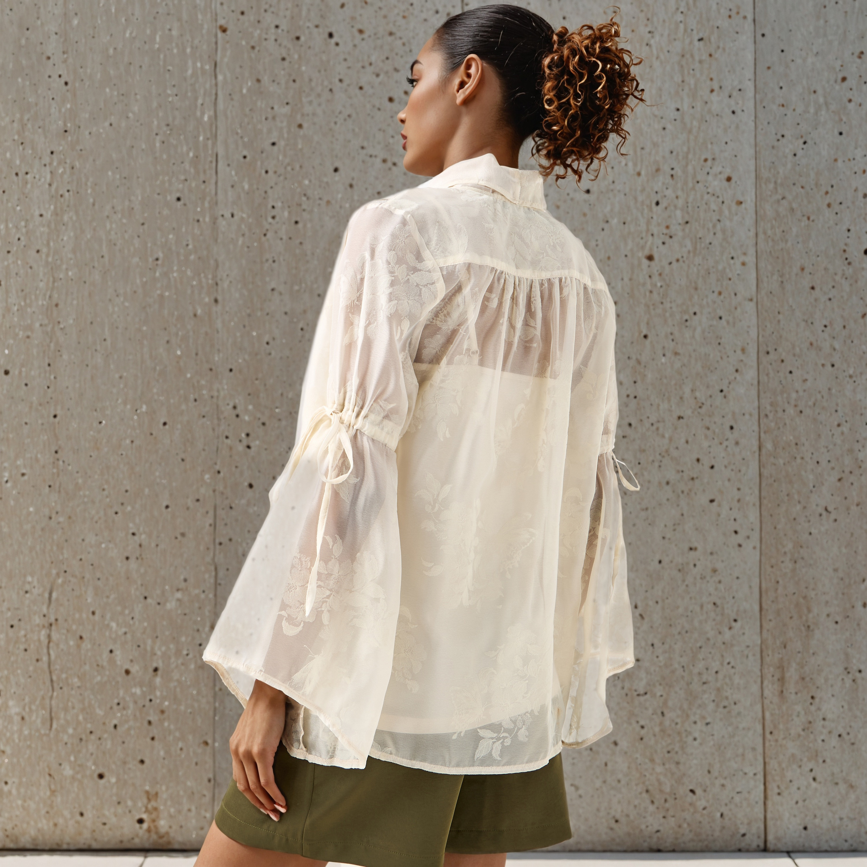Pussybow Collar Top with Tie-Up Detail-women-clothing-shirtsandblouses-blouses-image-4