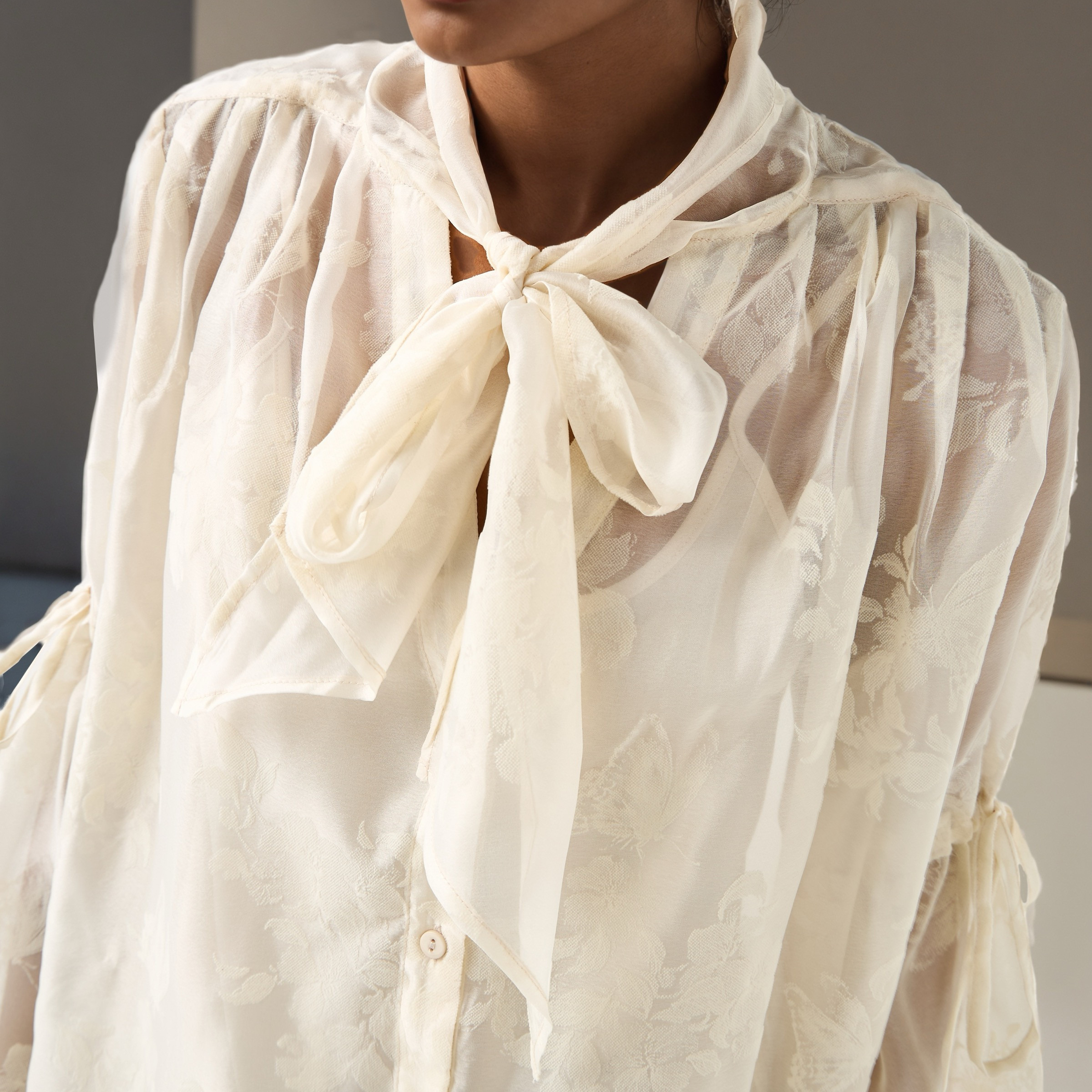Pussybow Collar Top with Tie-Up Detail-women-clothing-shirtsandblouses-blouses-image-6