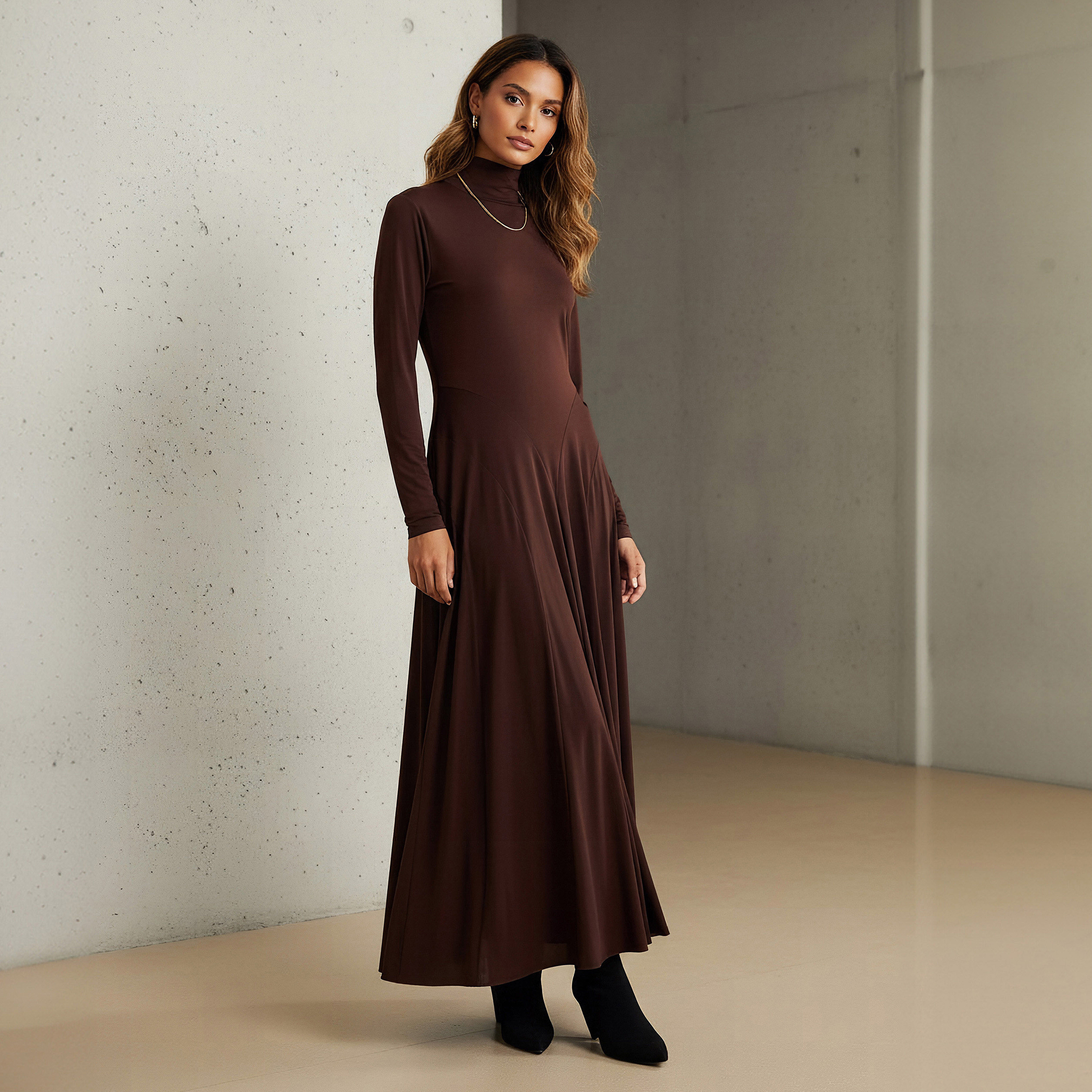 Panelled Maxi Dress with Long Sleeves-women-clothing-dresses-image-1