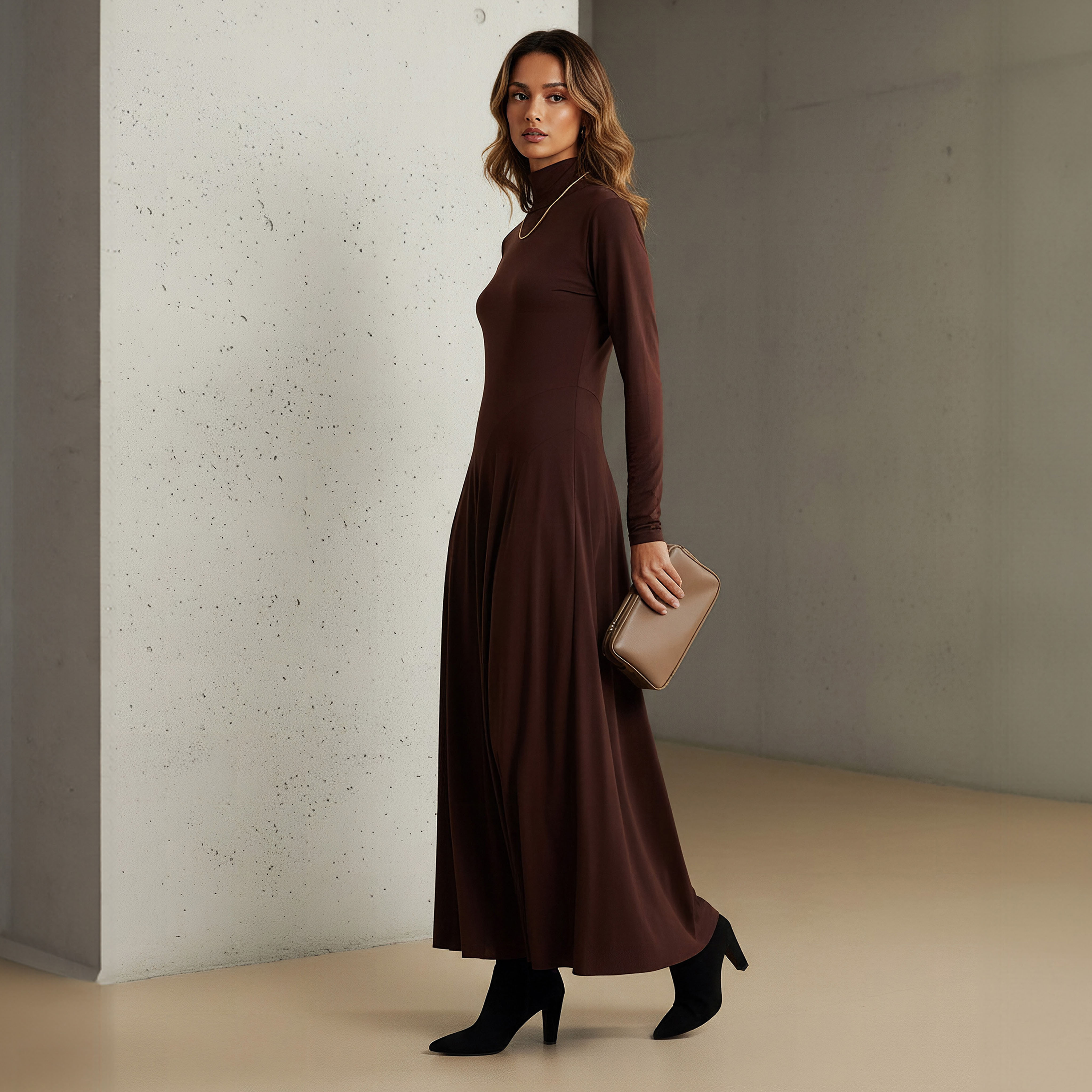Panelled Maxi Dress with Long Sleeves-women-clothing-dresses-image-2