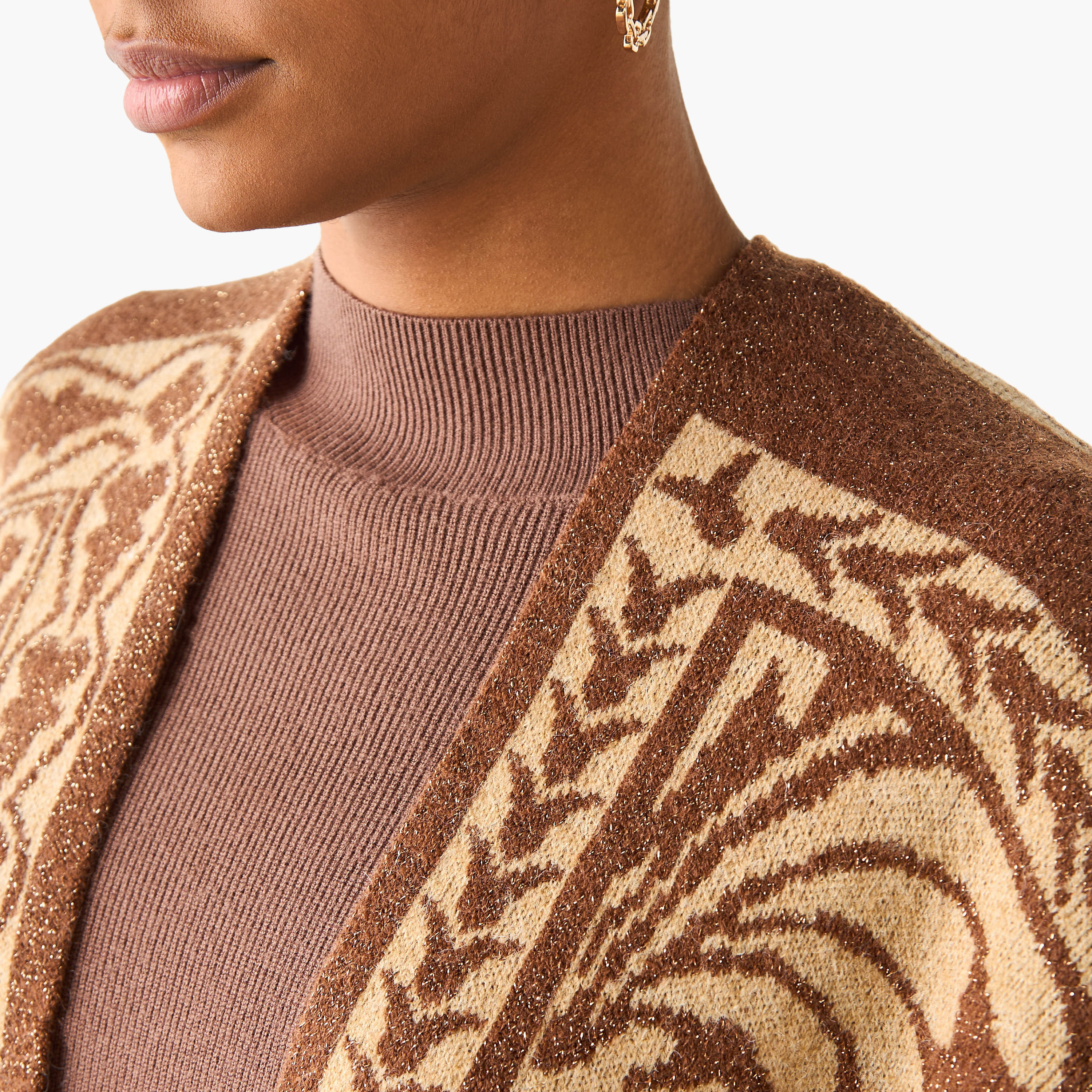 Relaxed Fit Asymmetric Jacquard Poncho-women-winterwear-cardigansandjumpers-cardigans-image-3