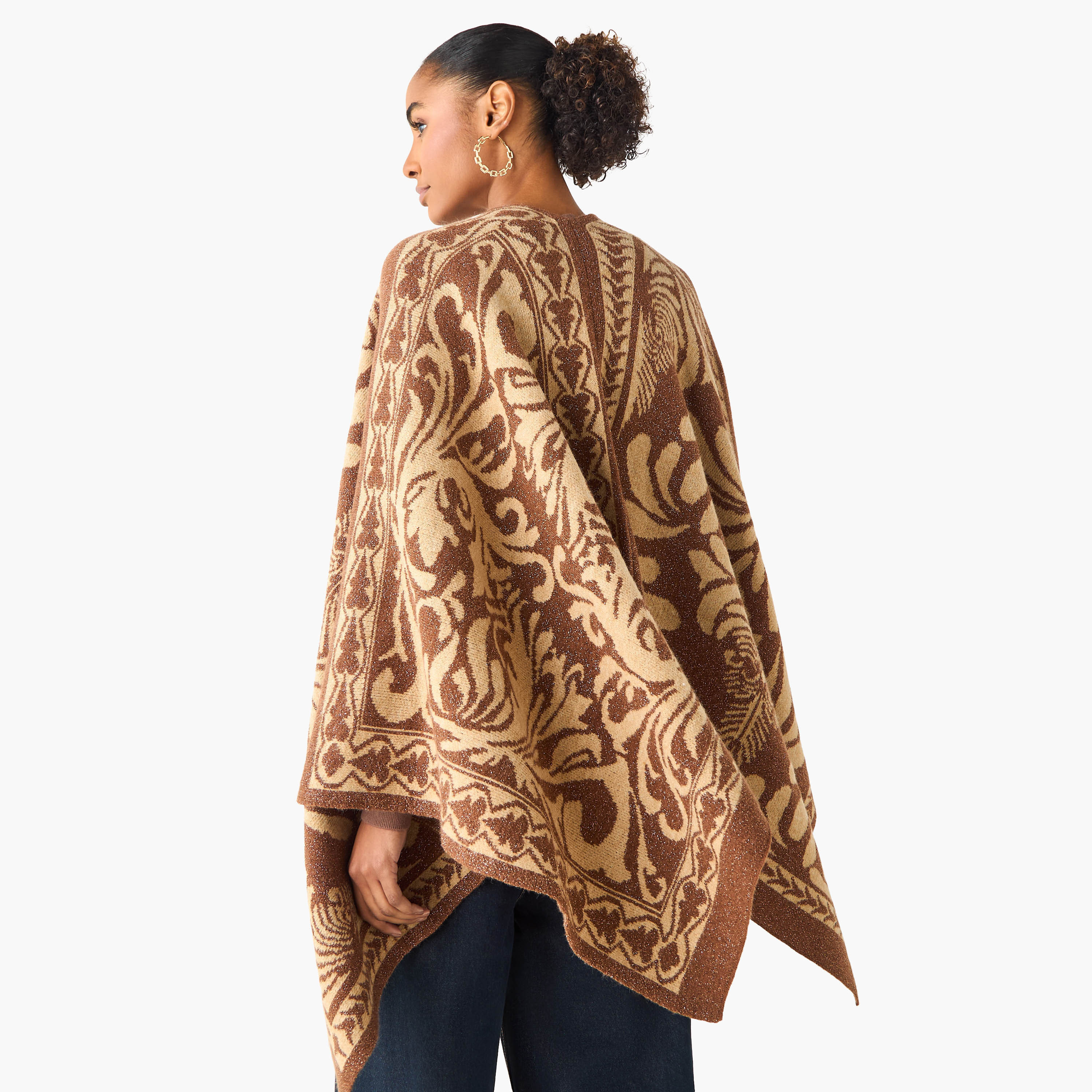 Relaxed Fit Asymmetric Jacquard Poncho-women-winterwear-cardigansandjumpers-cardigans-image-4